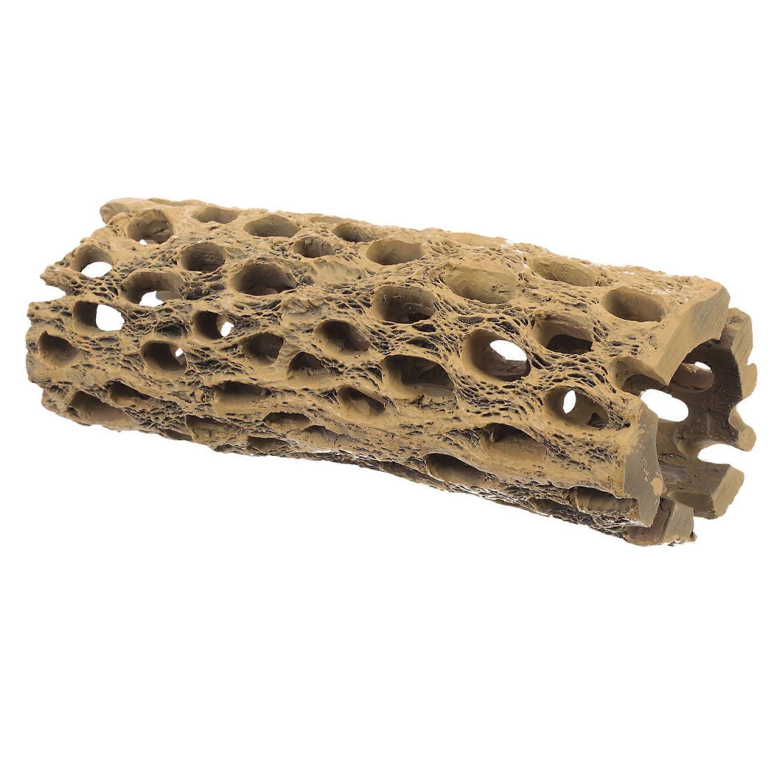 Stable Shrimp Fish Tank Hide Simulation Tree Trunk Ornament Light Brown 15x5cm Waterproof 1Pack