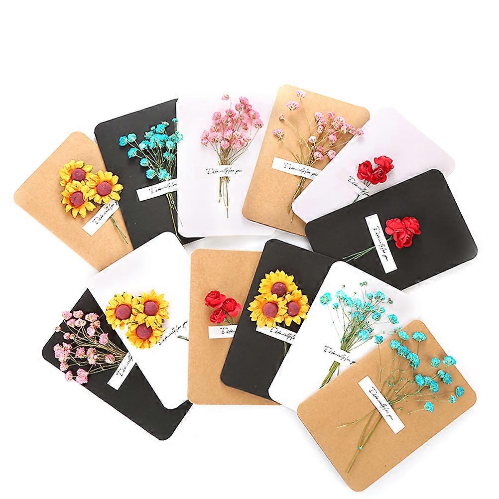 Flower Greeting Card Assorted Color 14.6x9.8x0.2cm Invitation Present Attachment 12Pcs