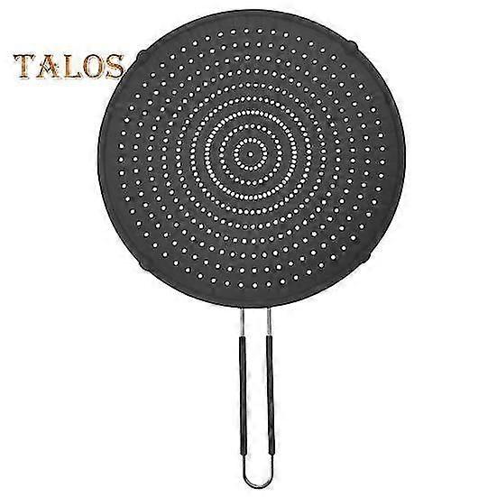 Grease Splatter Guard with Handle Heat-Resistant Non-stick Reusable Silicone Frying Pan Oil Splatter Screen Kitchen Tool