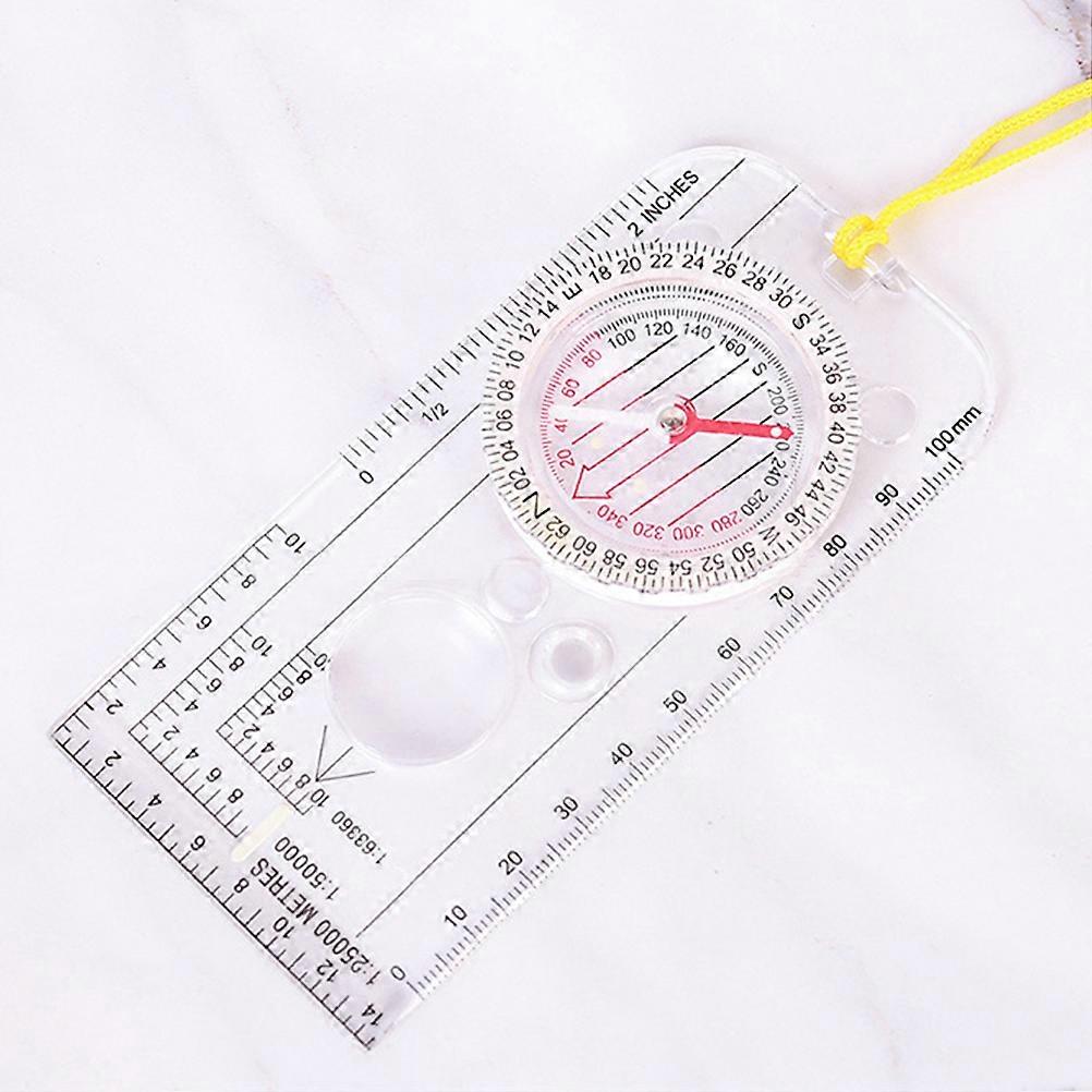 Professional Hiking Compass Protractor Ruler Magnifier 13x6.5cm Transparent
