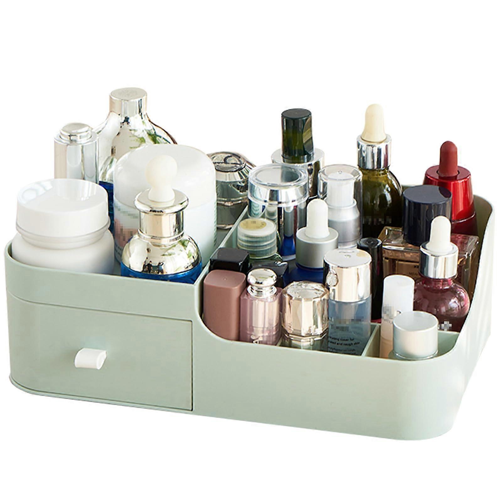 Cosmetic Organizer with Drawers, Box for Sink, Table, Office Desk (Green)