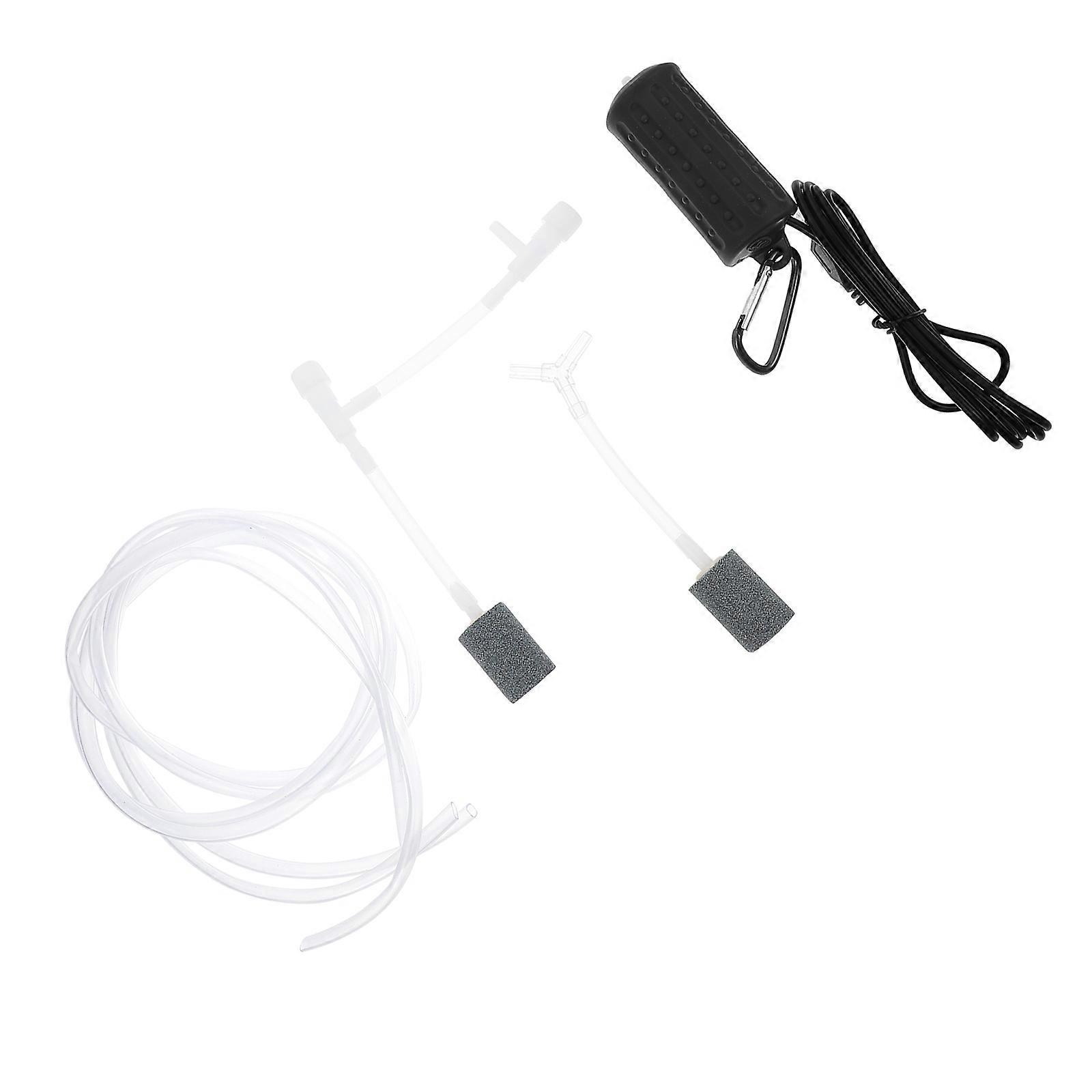 Fish Tank Oxygen Pump 1Set Black Silicone Material with USB Backup Power for Fish Tank