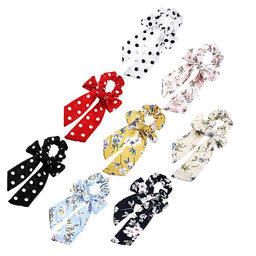 Elastic Hair Ties Long Ribbon Ponytail Holders Assorted Color for Various Occasions 8Set