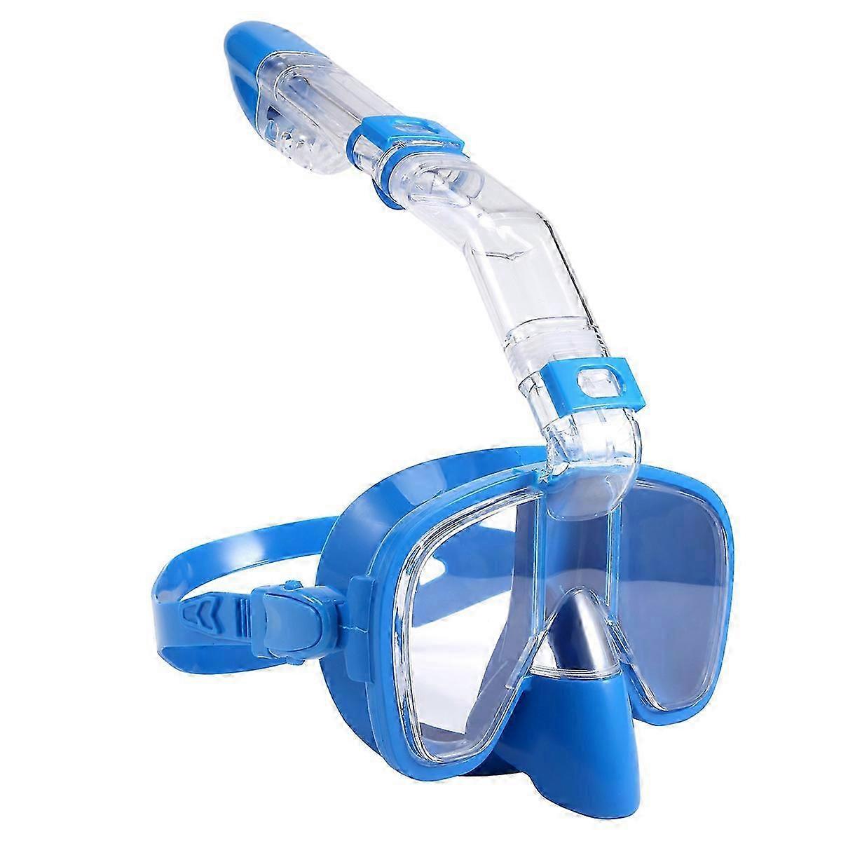 Snorkel Mask Set Foldable with Camera Mount, Blue Dive Mask for Swimming and Snorkeling