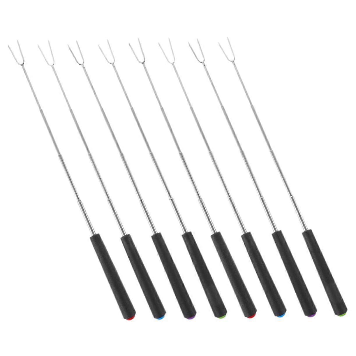 8-Piece Expandable Stainless Steel Grill Skewers Set for Campfire and BBQ - Long Skewers for Marshmallows and Sausages