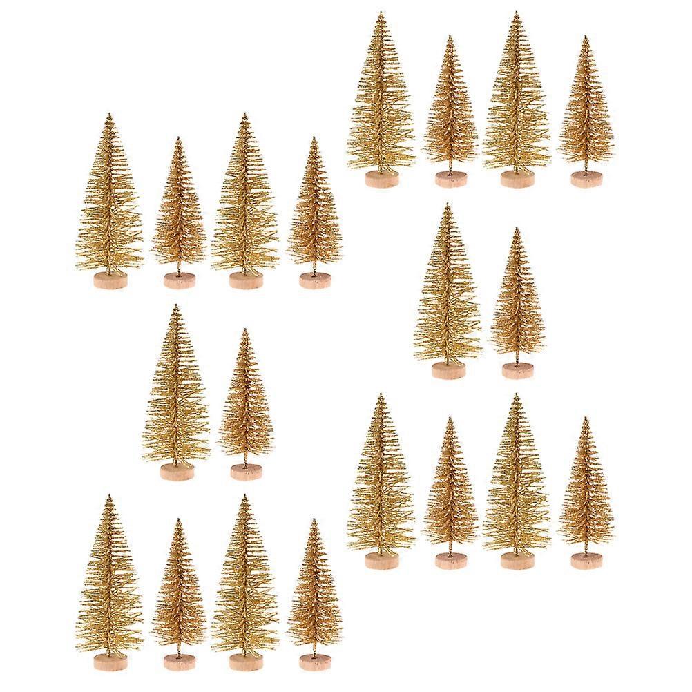 Mini Tree Decorations Stable Standing Non-Withering Golden 9X4.3CM 20Pcs