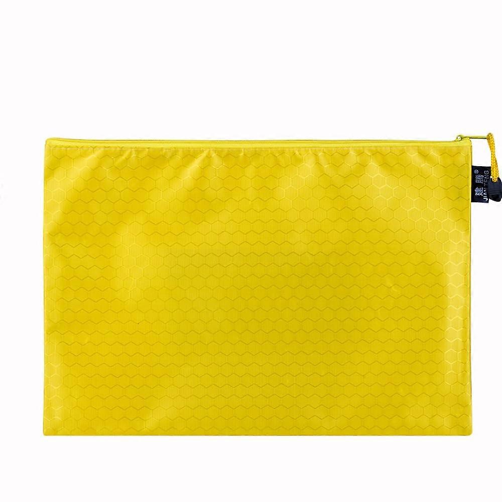 Pack of 5 Waterproof Document Wallets A5 Yellow Folder with Zip Pockets for Papers, Homework, Travel Utensils, 24x18 cm