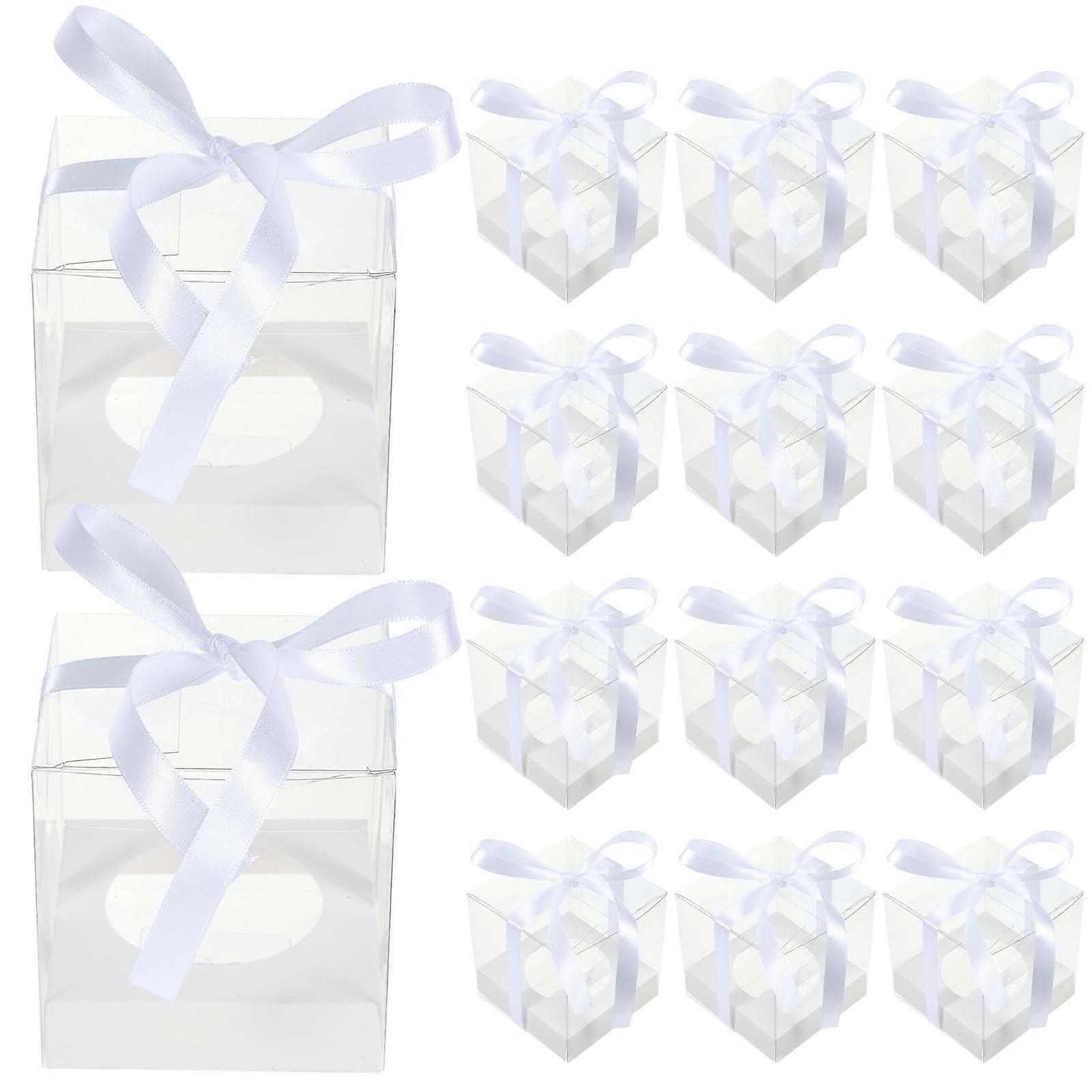 Reusable Clear Cake Box With Ribbon For Cupcake Party Dessert Presentation 30Pcs
