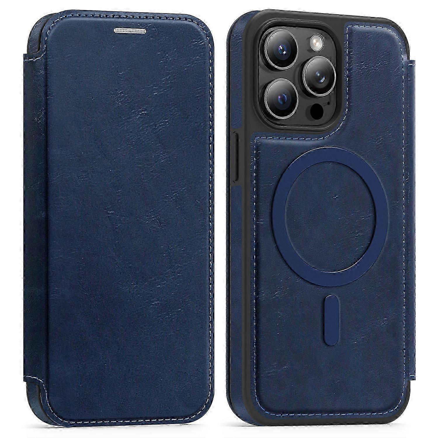 Case for Compatible with MagSafe RFID Blocking Card Holder Leather Phone Cover