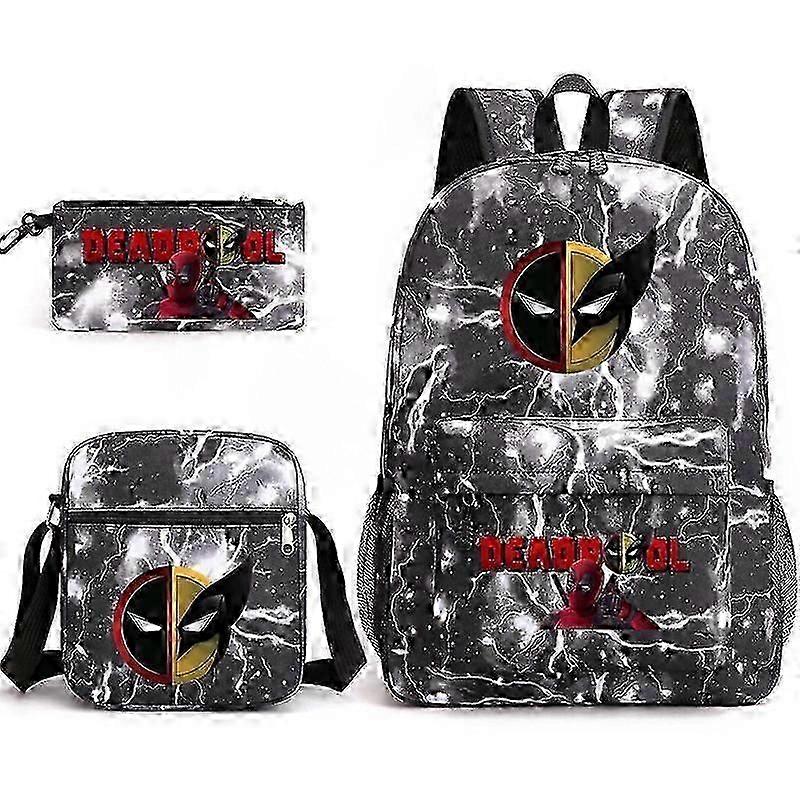 Deadpool Wolverine School Bag Backpack Pencil Case Shoulder Bag Three-piece Set _25