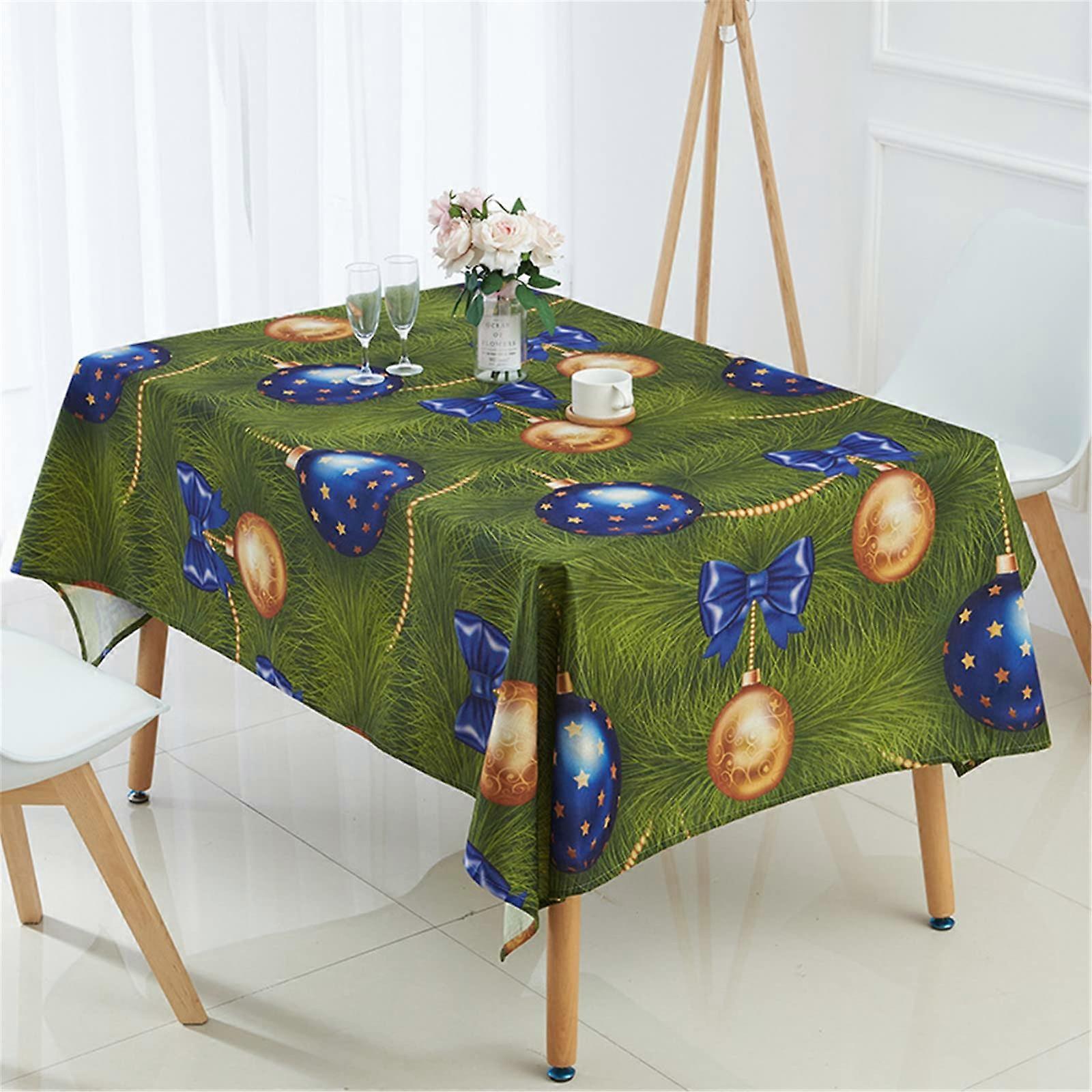 Christmas Tablecloth, Washable, Waterproof, 3D Table Linen, Rectangular (100 x 140 cm)