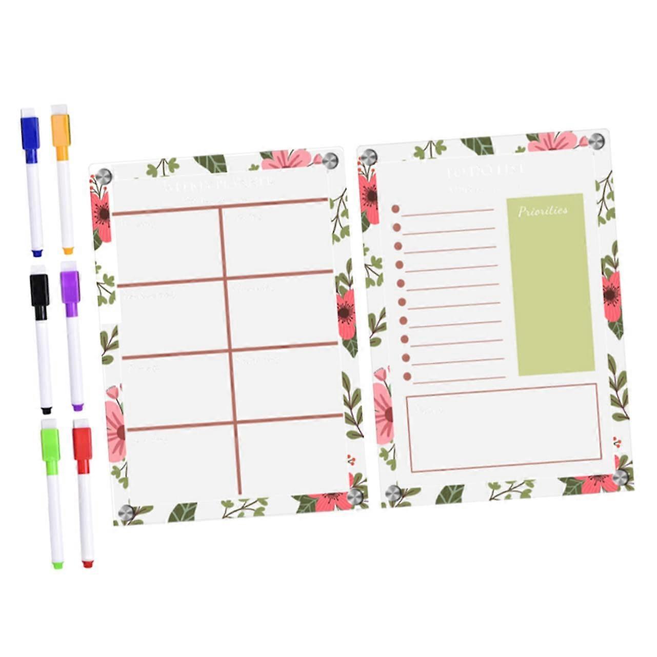 Magnetic Weekly Planner for Refrigerator, Writable Memo Board with Marker