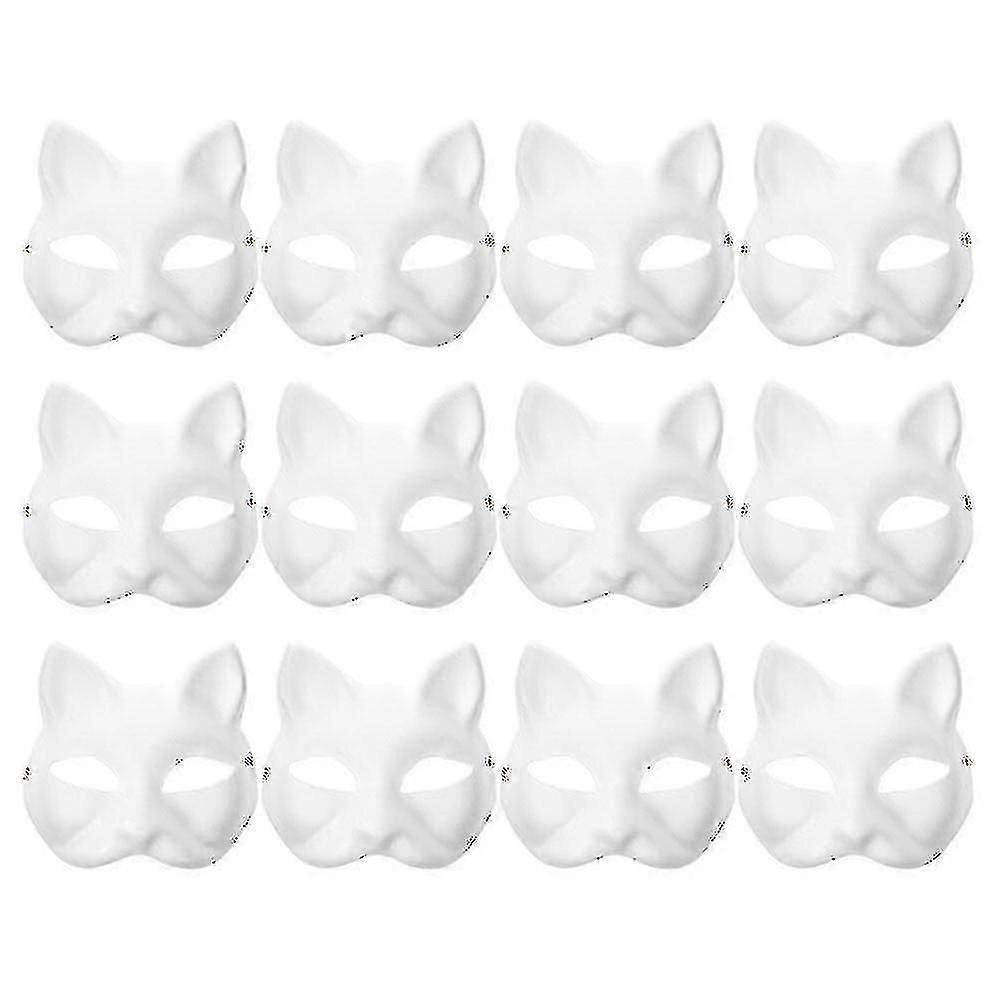 Create Unique 12pcs Blank Cat Masks for DIY Fun
