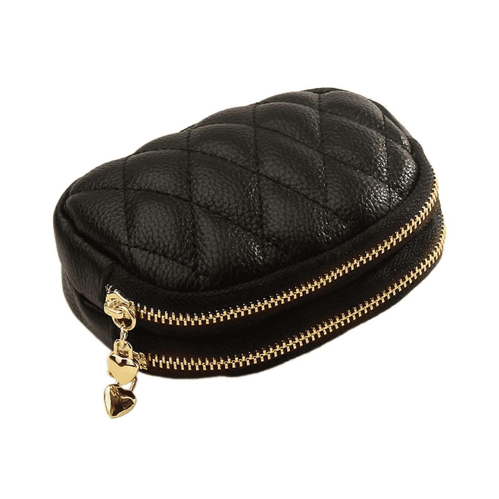 Coin Purse,Dual Zippered Compartments Small Purse,Versatile Change Purse with Textured Leather Design
