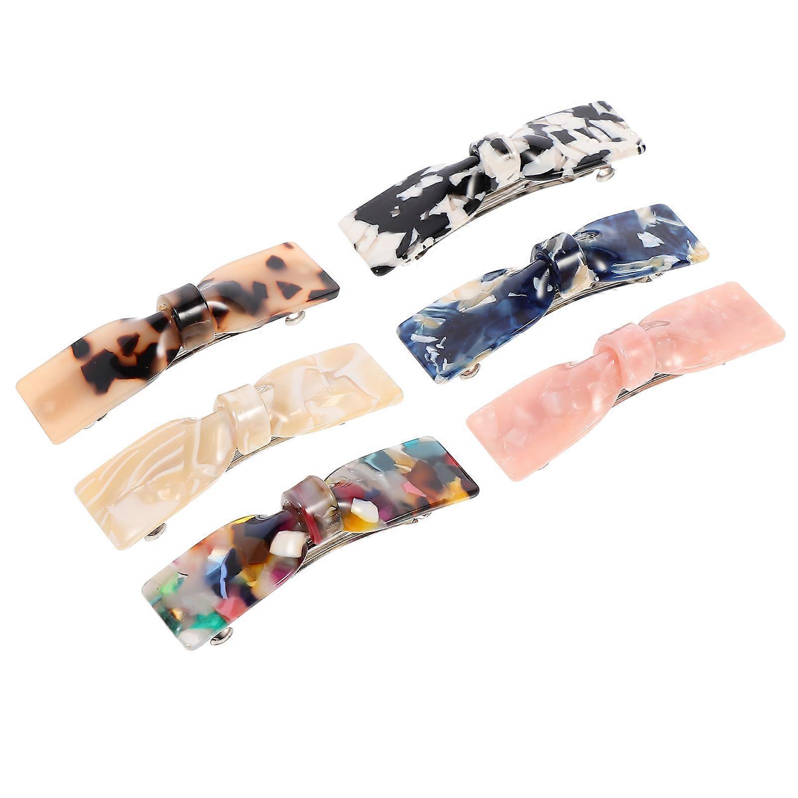6pcs Assorted Color Synthetic Hair Clips with Bow Design for Daily Decor Lightweight and Durable
