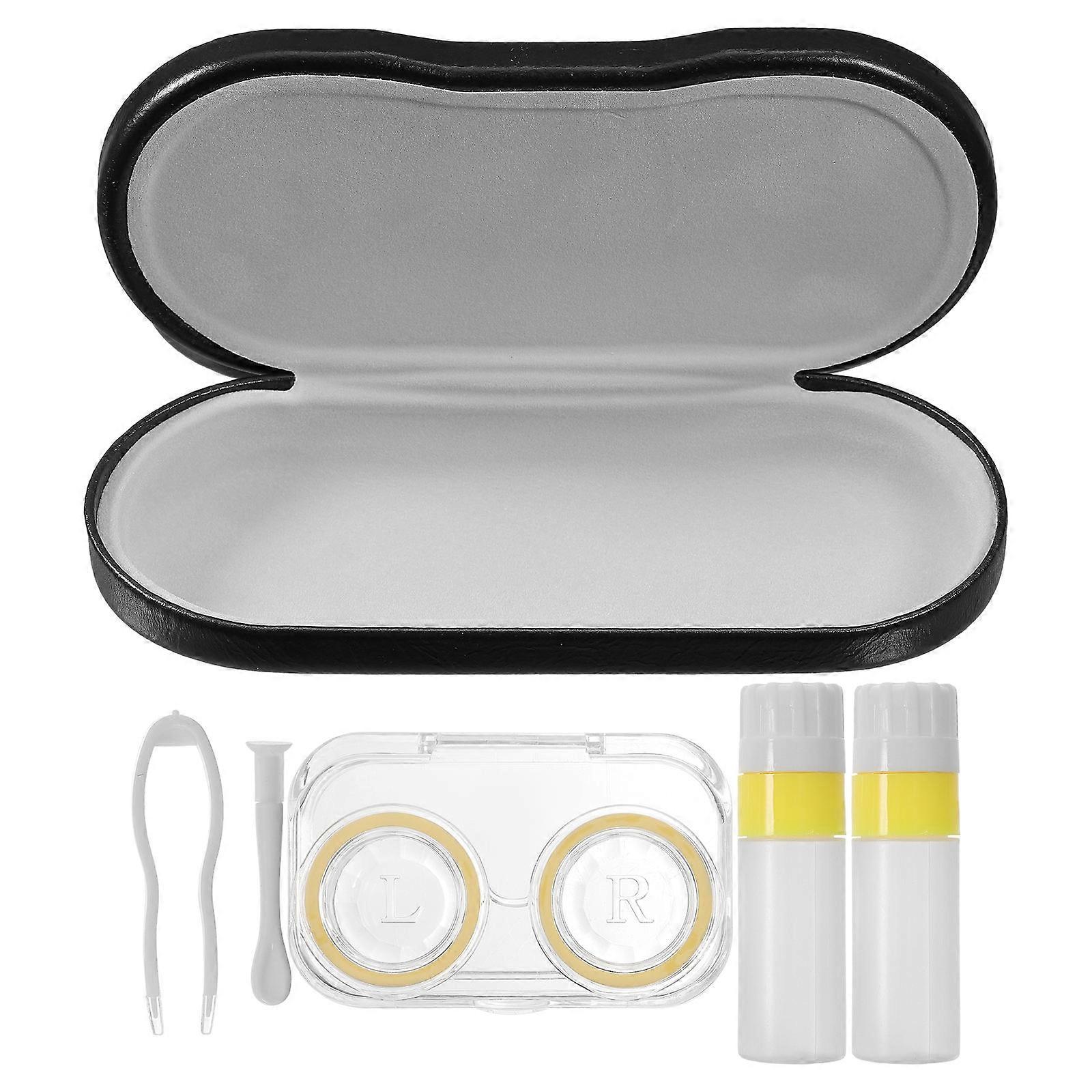Travel Glasses Storage Box Portable Lense Case PU Flocking Cloth Storage 16.00X7.00X5.50CM 1 Set