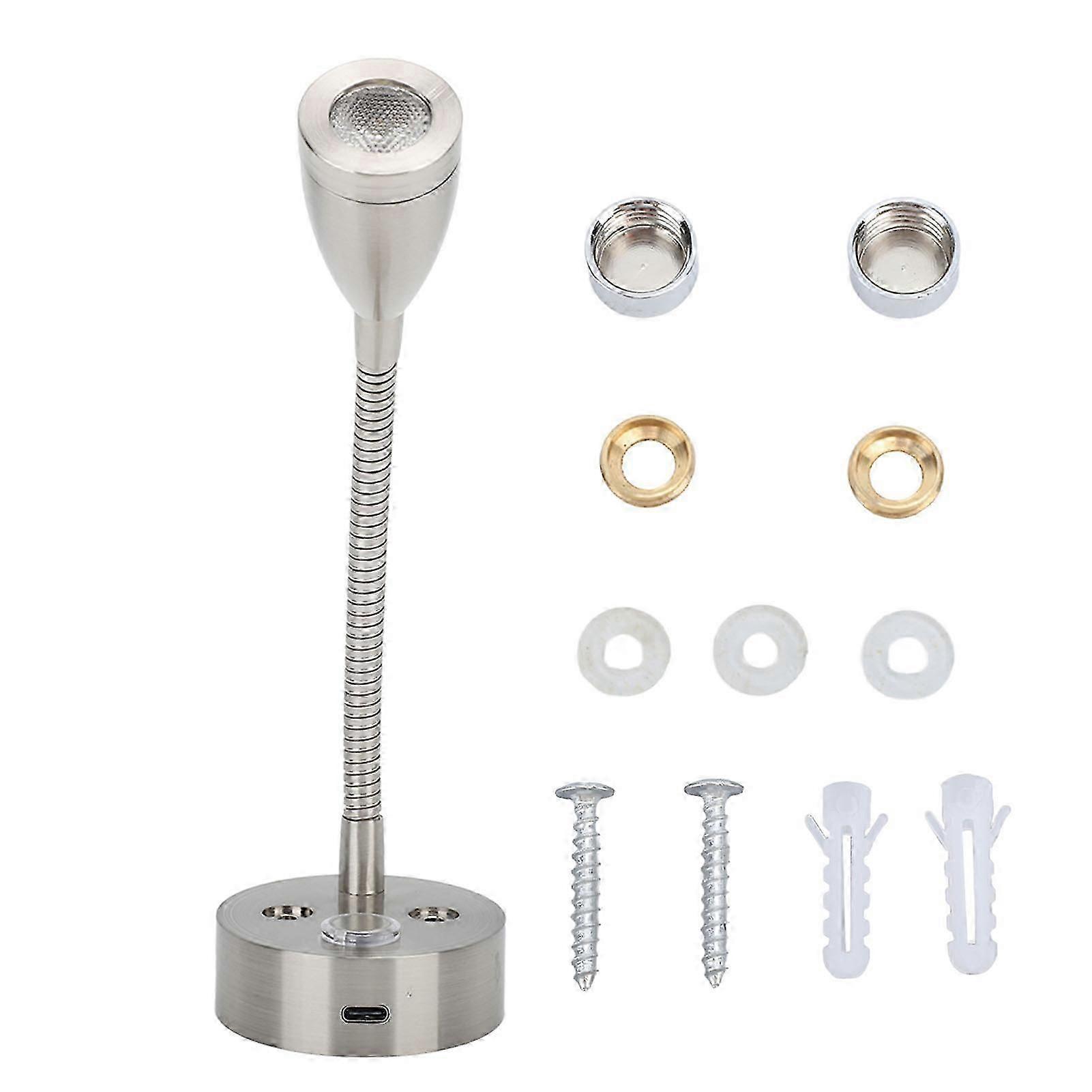 DC12?24V LED RV ベッドサイドランプ高輝度アルミニウム合金グースネック読書灯 キャンピングカーヤシェットニッケルメッキ用