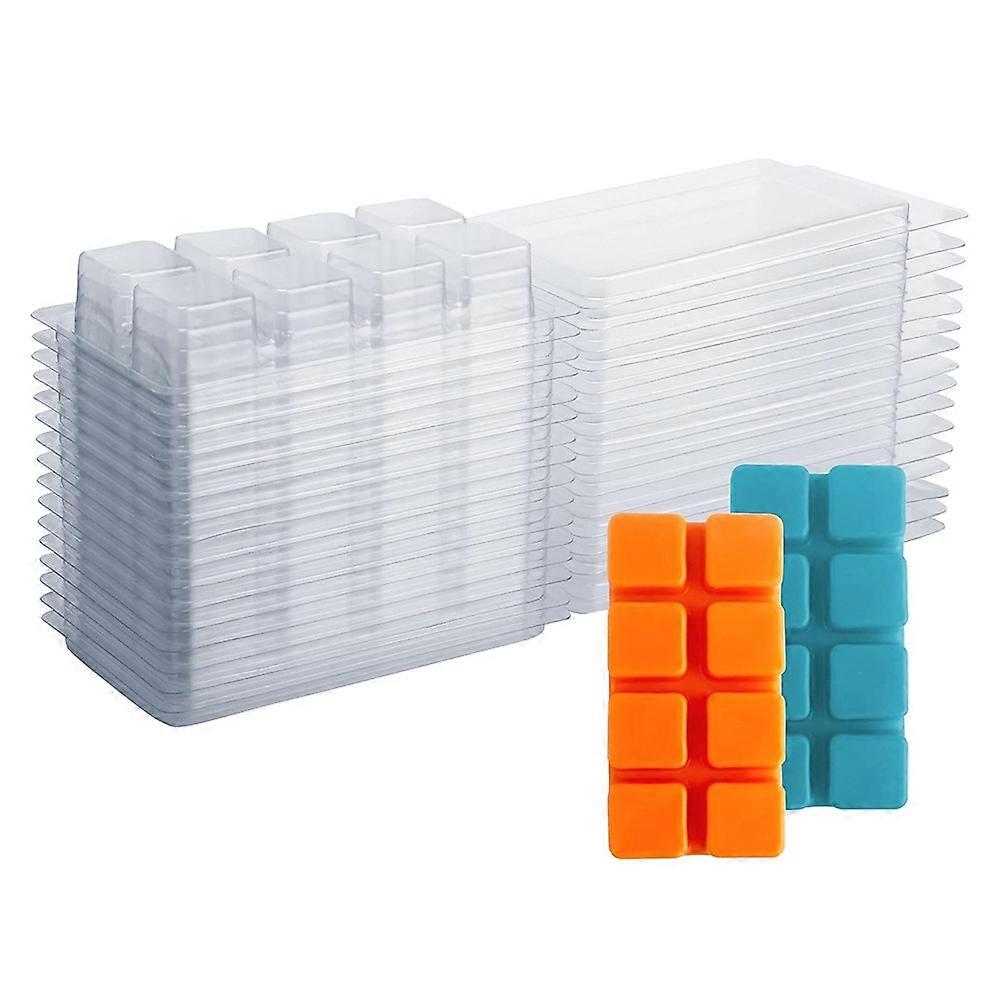 Wax Melt Containers-8 Cavity Clear Empty Plastic Wax Melt Molds-50 Packs Cubes Clamshells for Tarts Wax Melts
