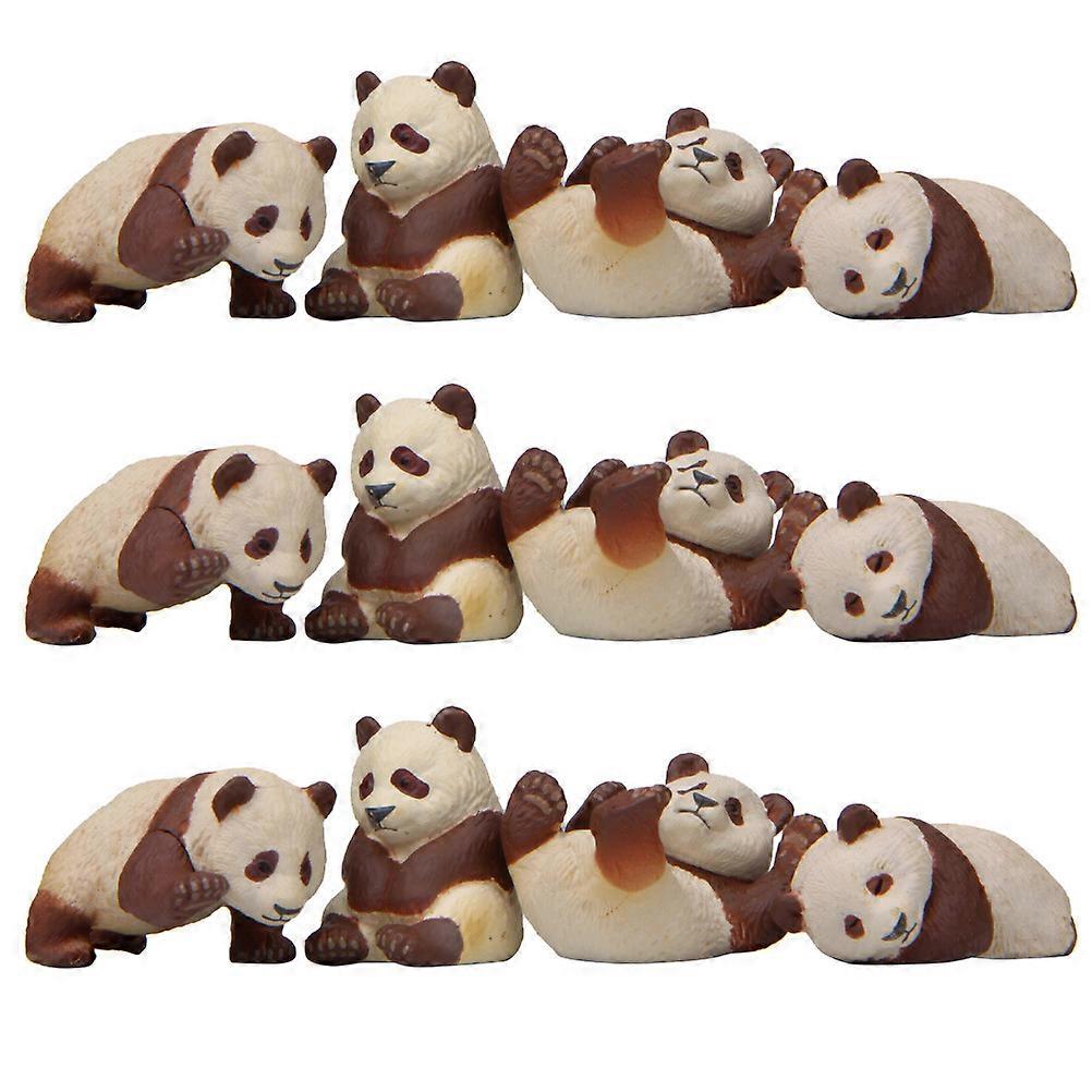 Mini Panda Models Adorable Panda Miniature Figures Children's Room Assorted Color 4X2CM 12Pack