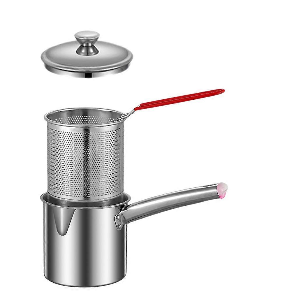 Compact Design Japanese Deep Fryer Pot Stewing Soups Silver 22.70X11.70X11.50CM