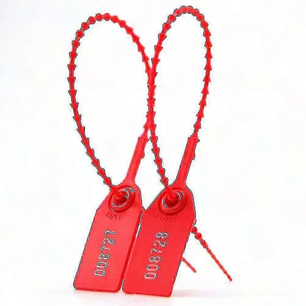 250mm Red Self-Locking Security Ties with Tamper-Evident Seals for Fire Safety Equipment, 100 Count Numbered Pull-Tite Zip Tags for Secure Labeling