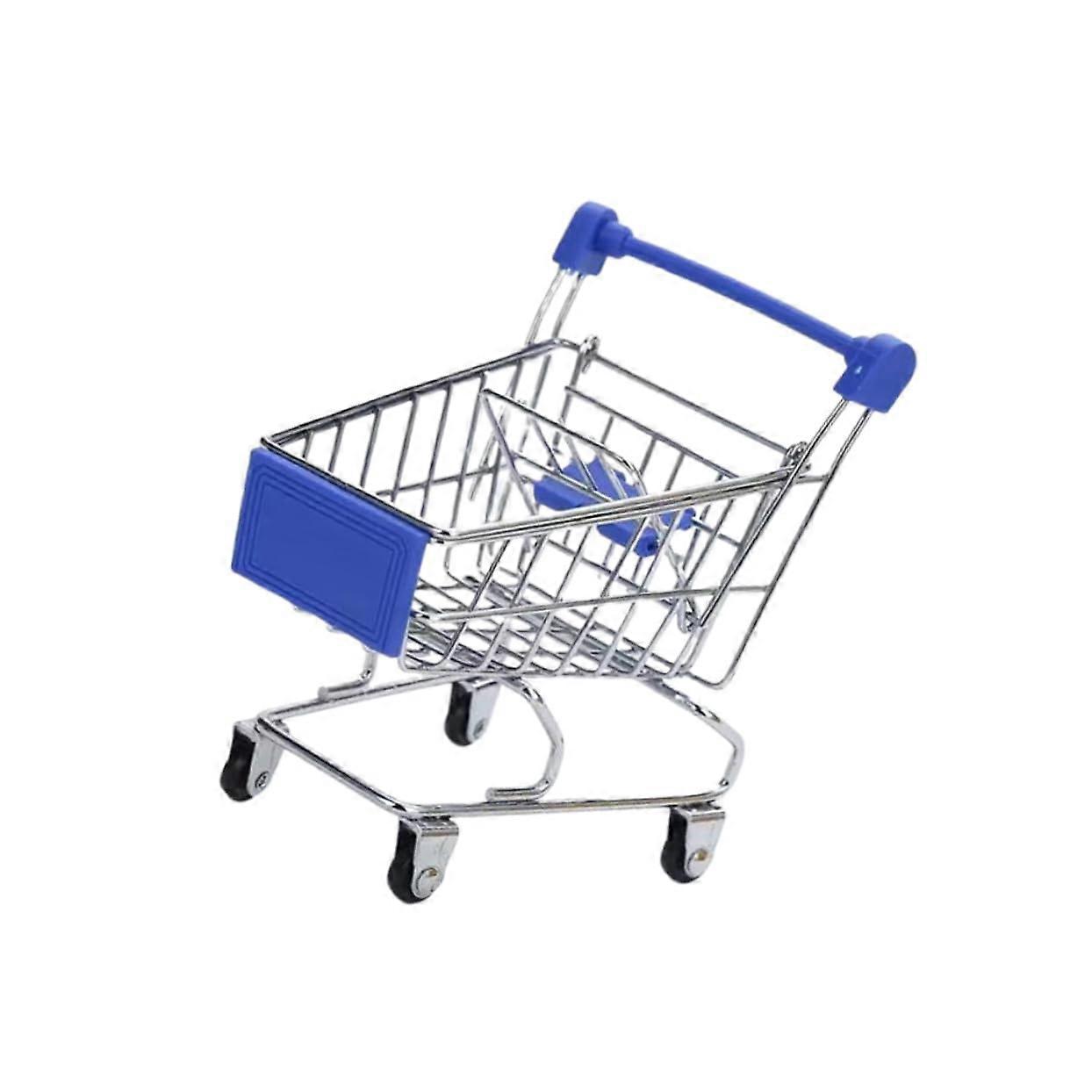 Mini Shopping Trolley Simulation Shopping Trolley Toy as Storage Container for Size L Dark Blue