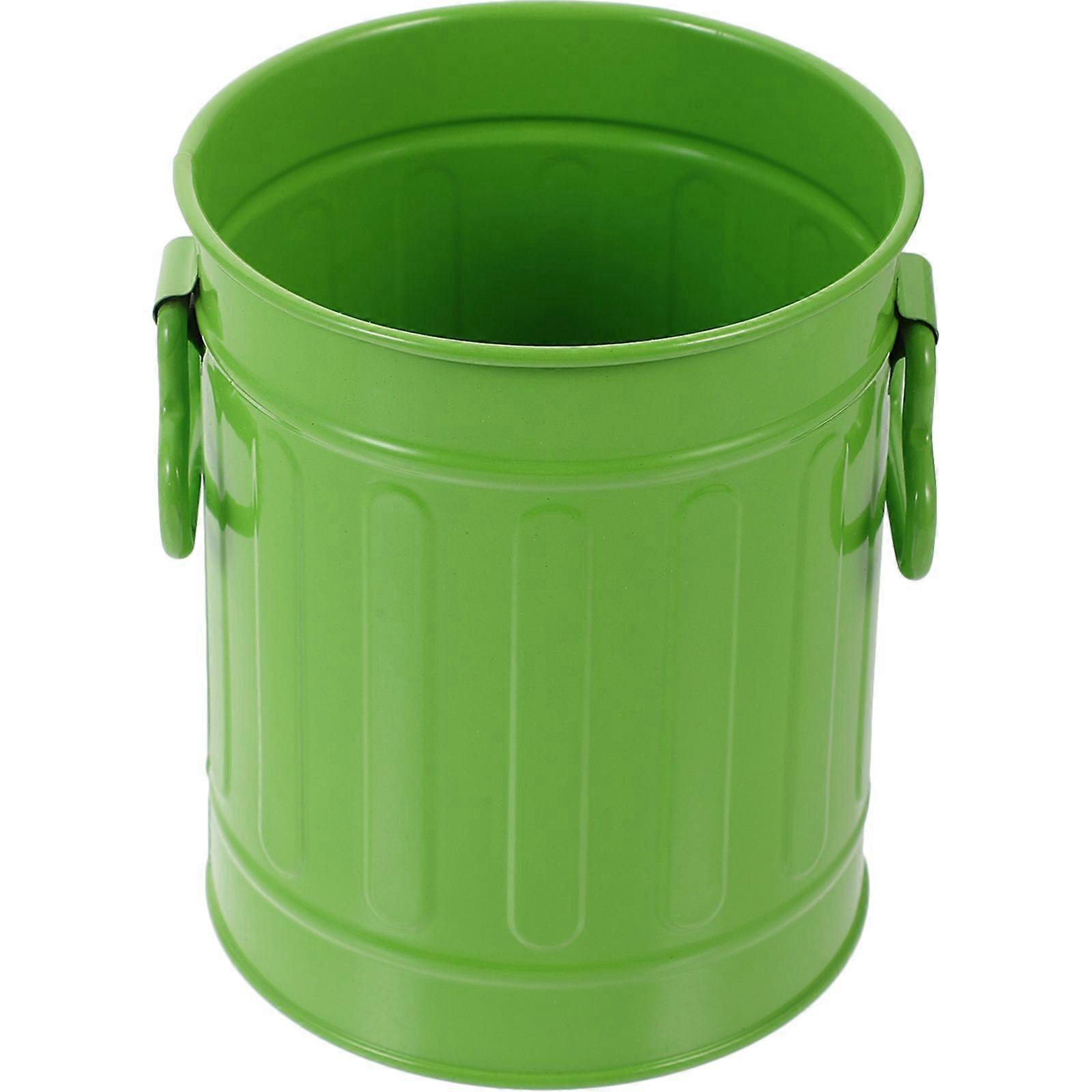 Iron Desktop Trash Can Countertop Trash Stationery Desktop Iron Can Desk Wastebasket Container