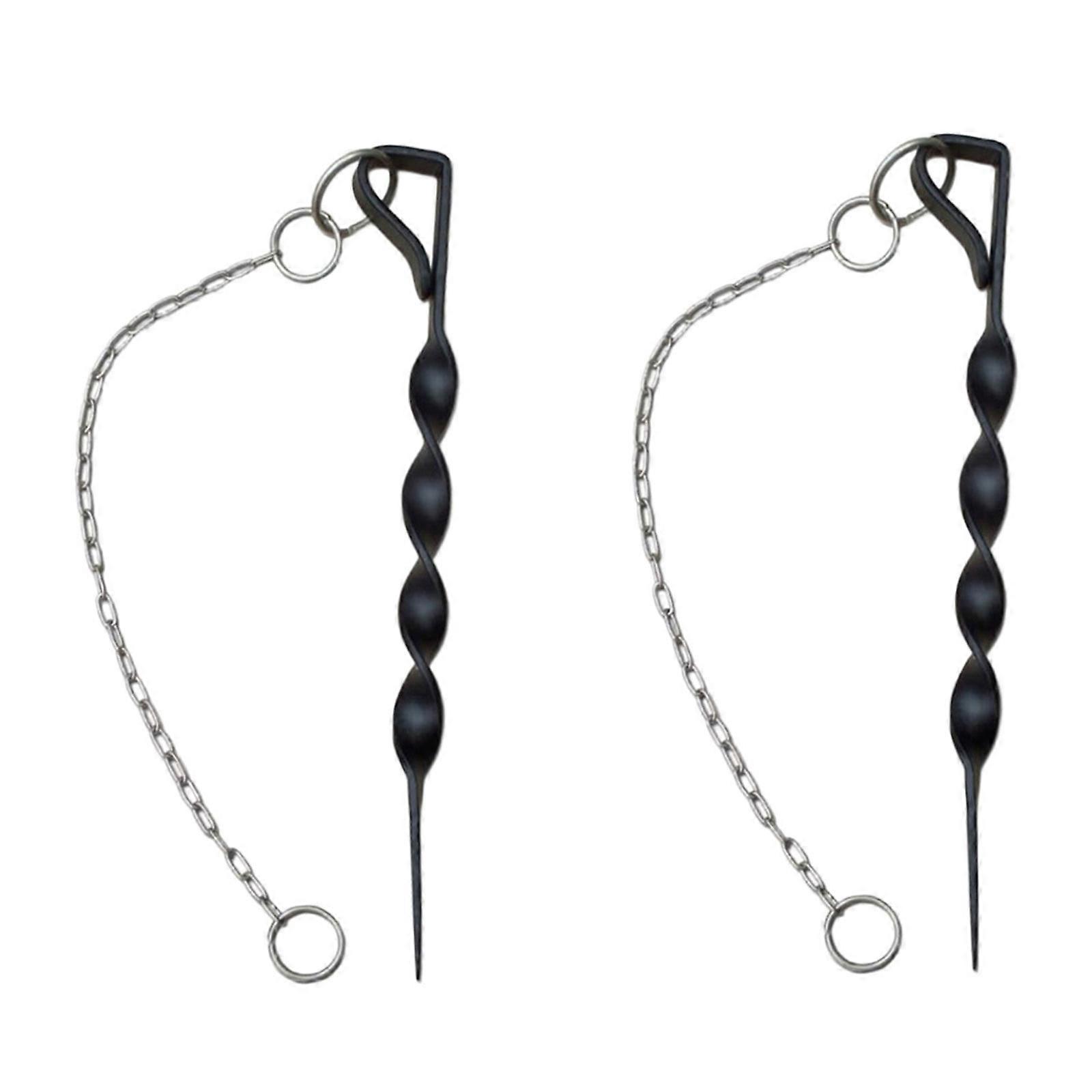 2pcs Reinforced Iron Ground Anchors Fixing Spikes Suitable For Rain Chains Helical Tip Stake Garden Stabilization System