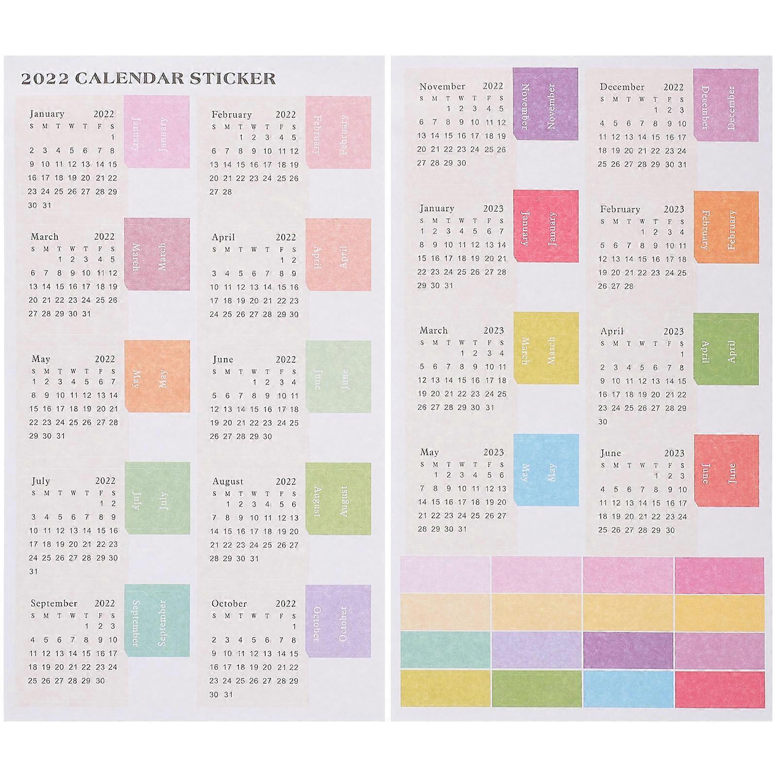 Monthly Planner Stickers Calendar Book Tabs For Note-Taking Assorted Color Adhesive Divider 10 Sheets