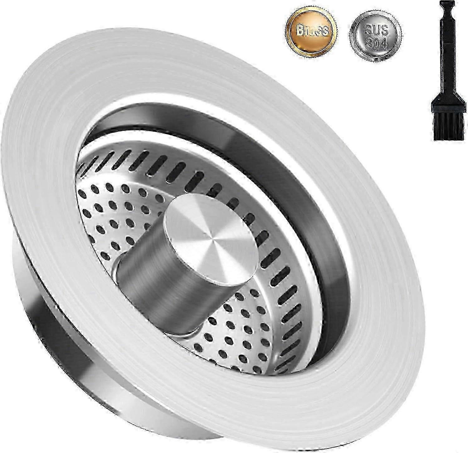 Küchenspülen-Abflusssieb und Pop-up-Spülbeckenstopper, 3-in-1-Upgrade-Universal-Spülbeckensieb mit Anti-Verstopfungskorb, Edelstahlfilter, Reinigung