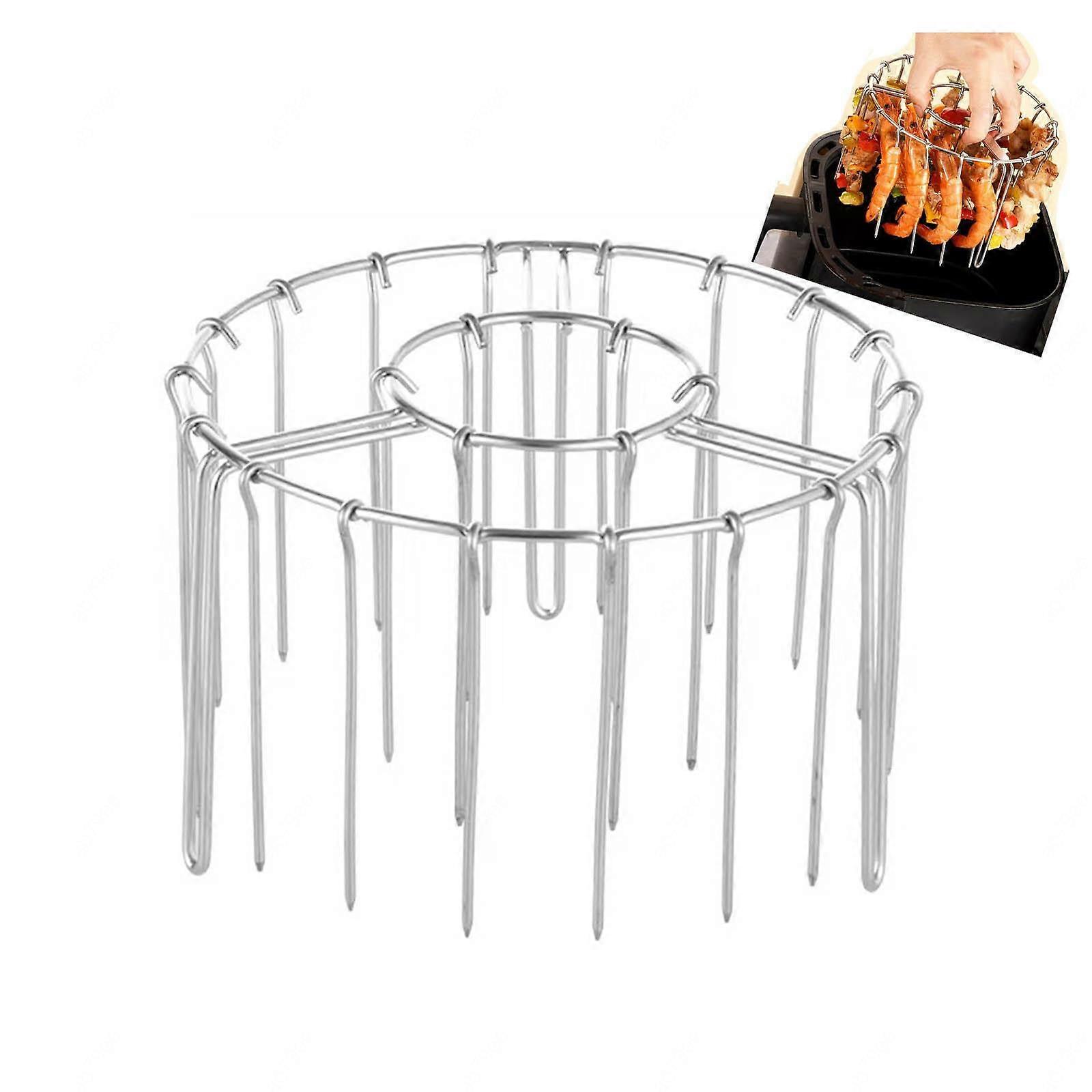 Grill Grate for Air Fryer, 360° Heat Circulation Grill Rack Air Fryer, BBQ Skewer Stand Suitable for Air Fryers, Ovens, etc., 48 Skewers