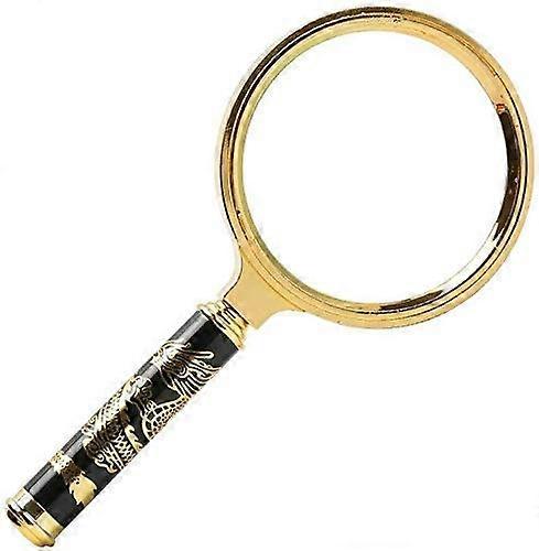 مكبر محمول 80 مم مع مقبض خشبي ، تكبير ذهبي 10X كحد أقصى ، مكبر قراءة مضيء