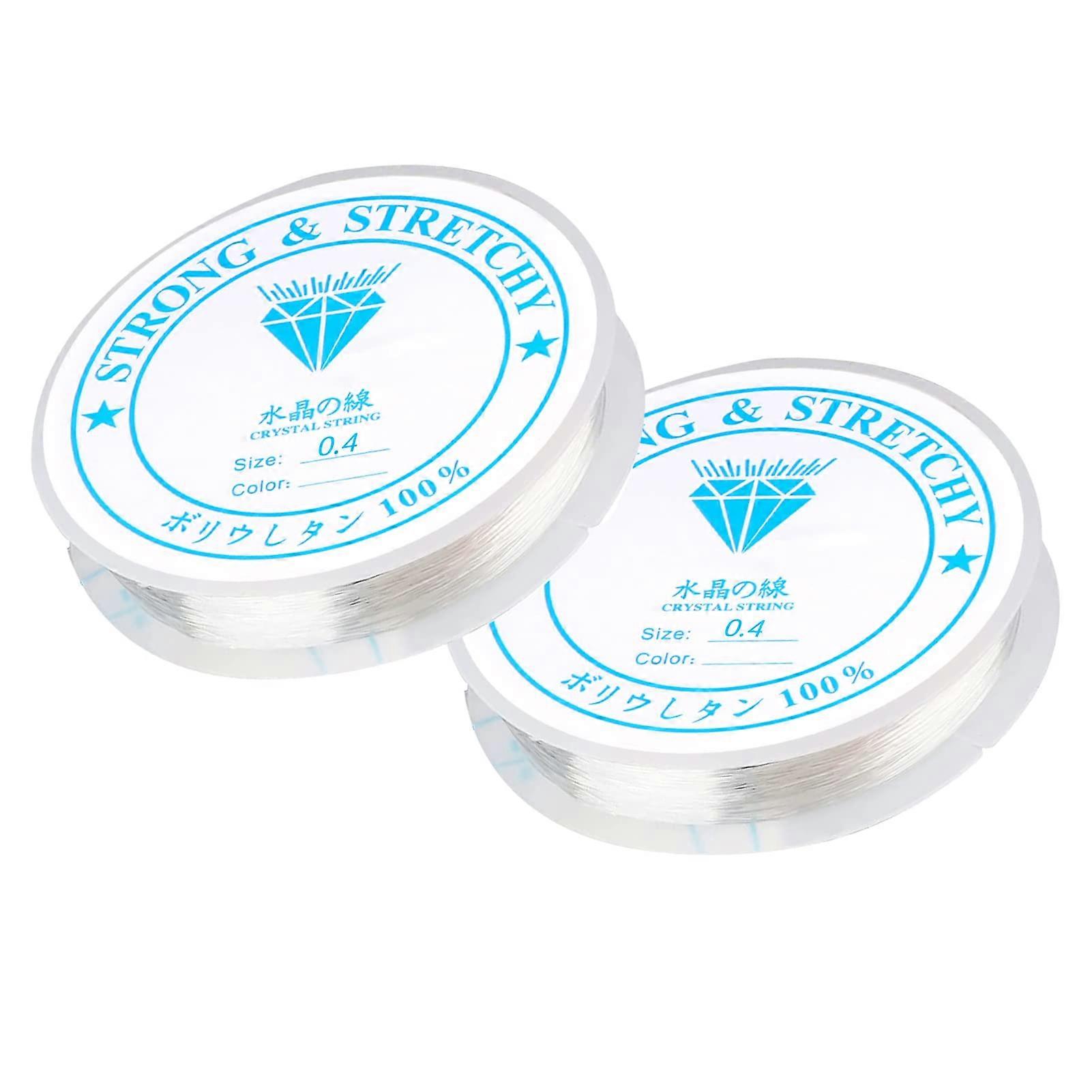 0.4 mm Elastic Jewellery Thread - 2 Spools of Transparent Rubber Thread for Bead Bracelets and Crafts