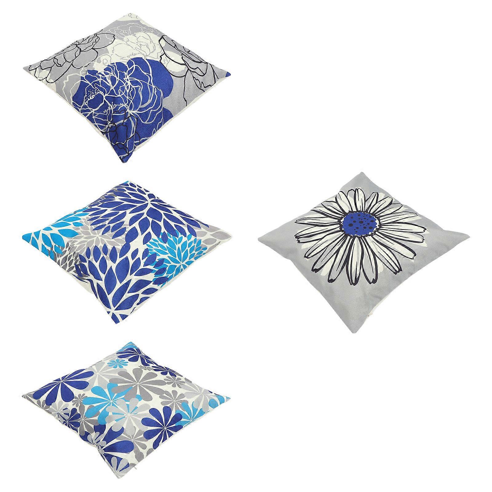 Printed Pillow Cases Geometric Floral Flax Pillowcases Small Daisies Modern Pattern Decoration 45x45cm