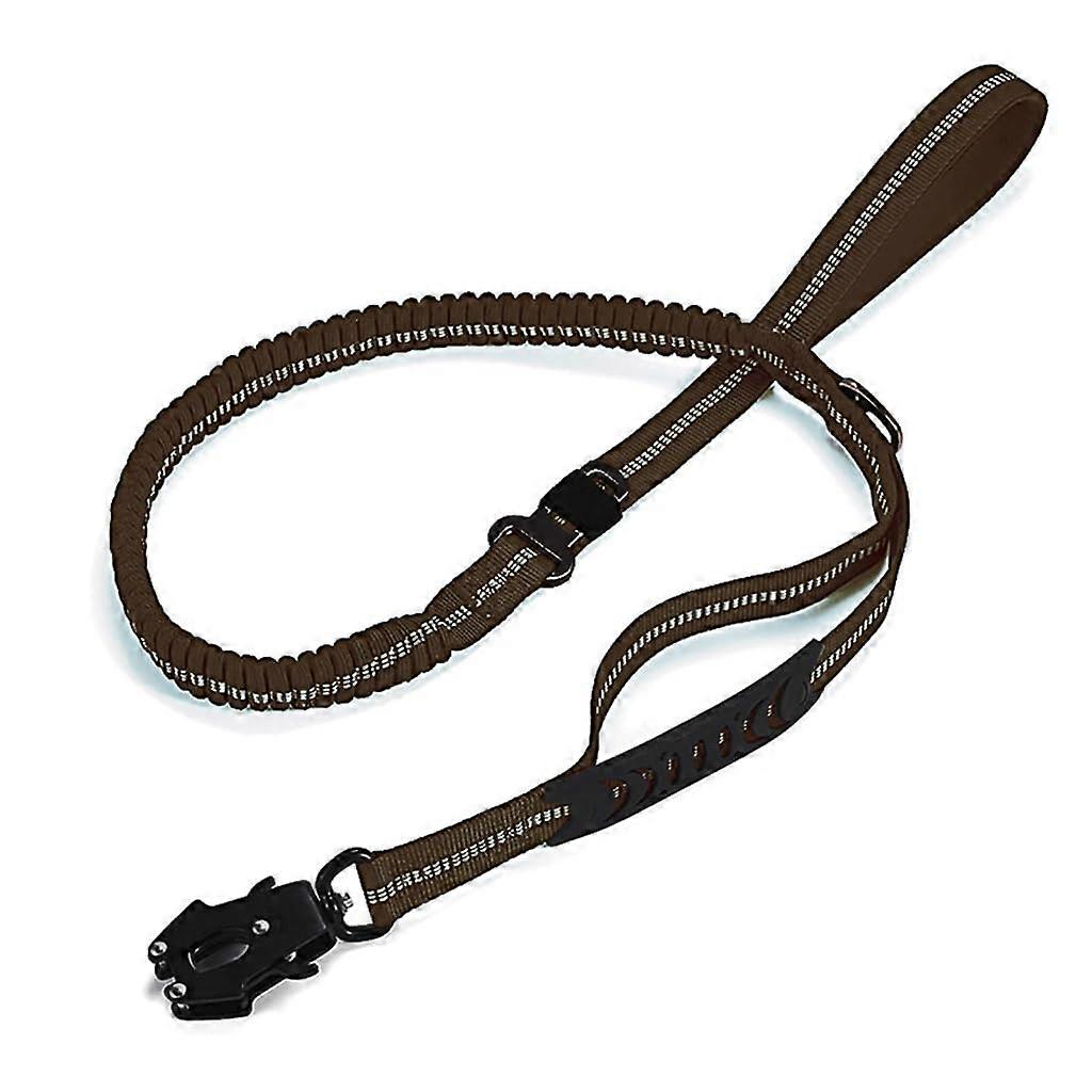 Reflective Dog Leash with Adjustable Closures for All Breeds, Shock Absorbing, Brown, Ideal for Walks and Travel