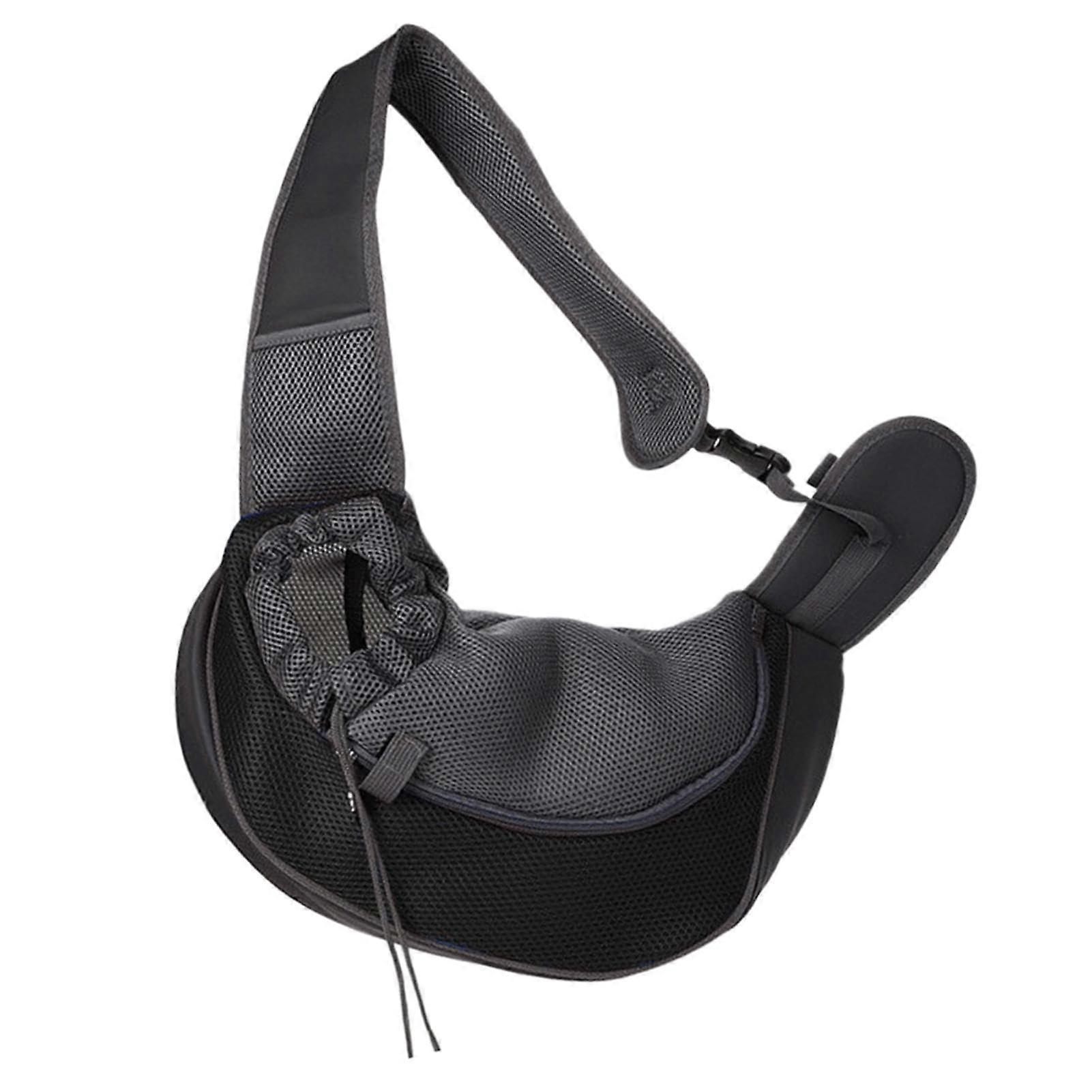 Pet sling for small pets, breathable mesh pet carrier in black, size L 40x30x20 cm