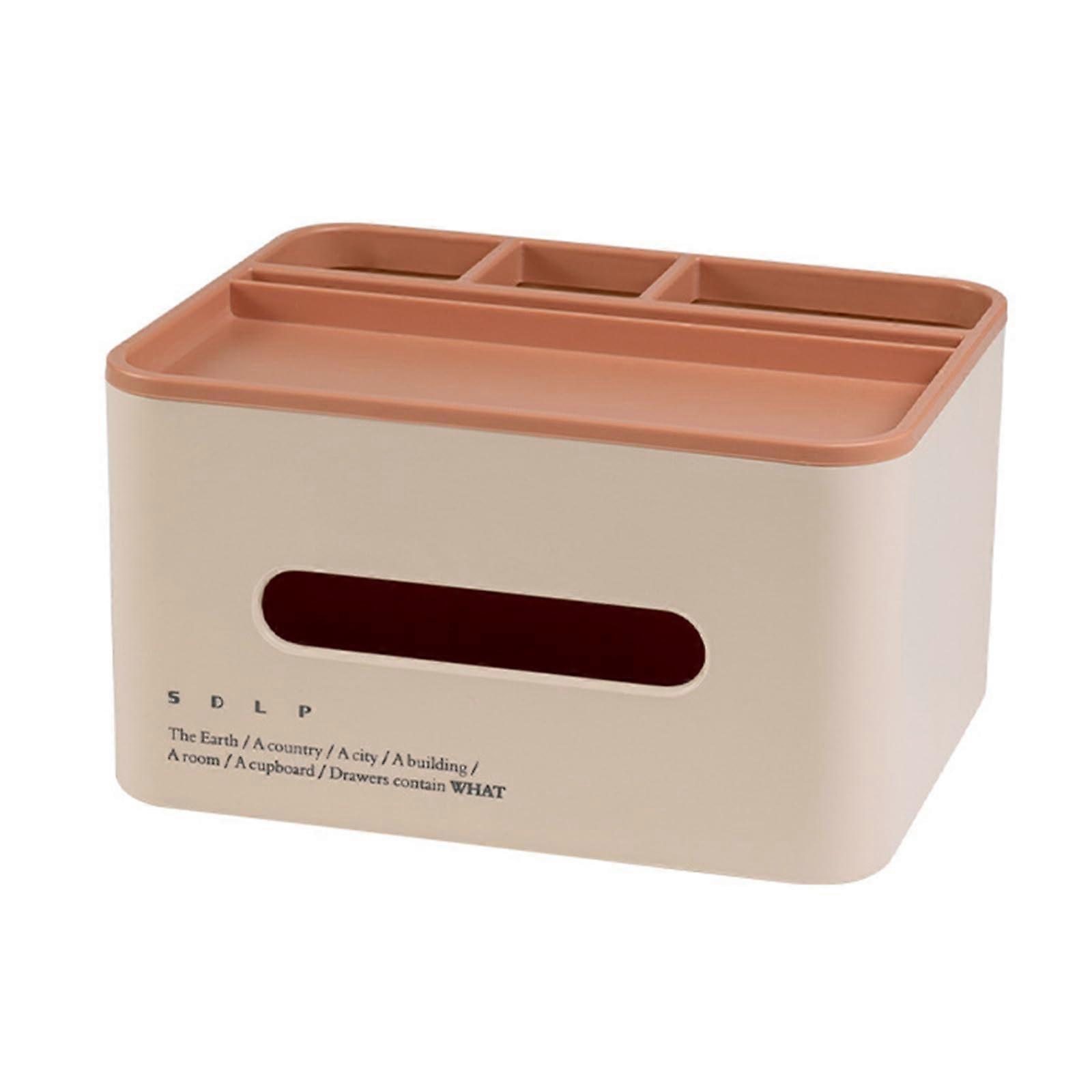 Multifunctional Tissue Holder with Remote Control, Pen Holder, Plastic Tissue Box, Serviette Holder for Bedroom and Office in Pink