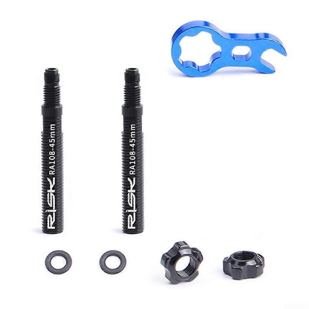 Efficient bicycle tire inflation solution, metal extension rods, and air nozzle wrench (45 mm)