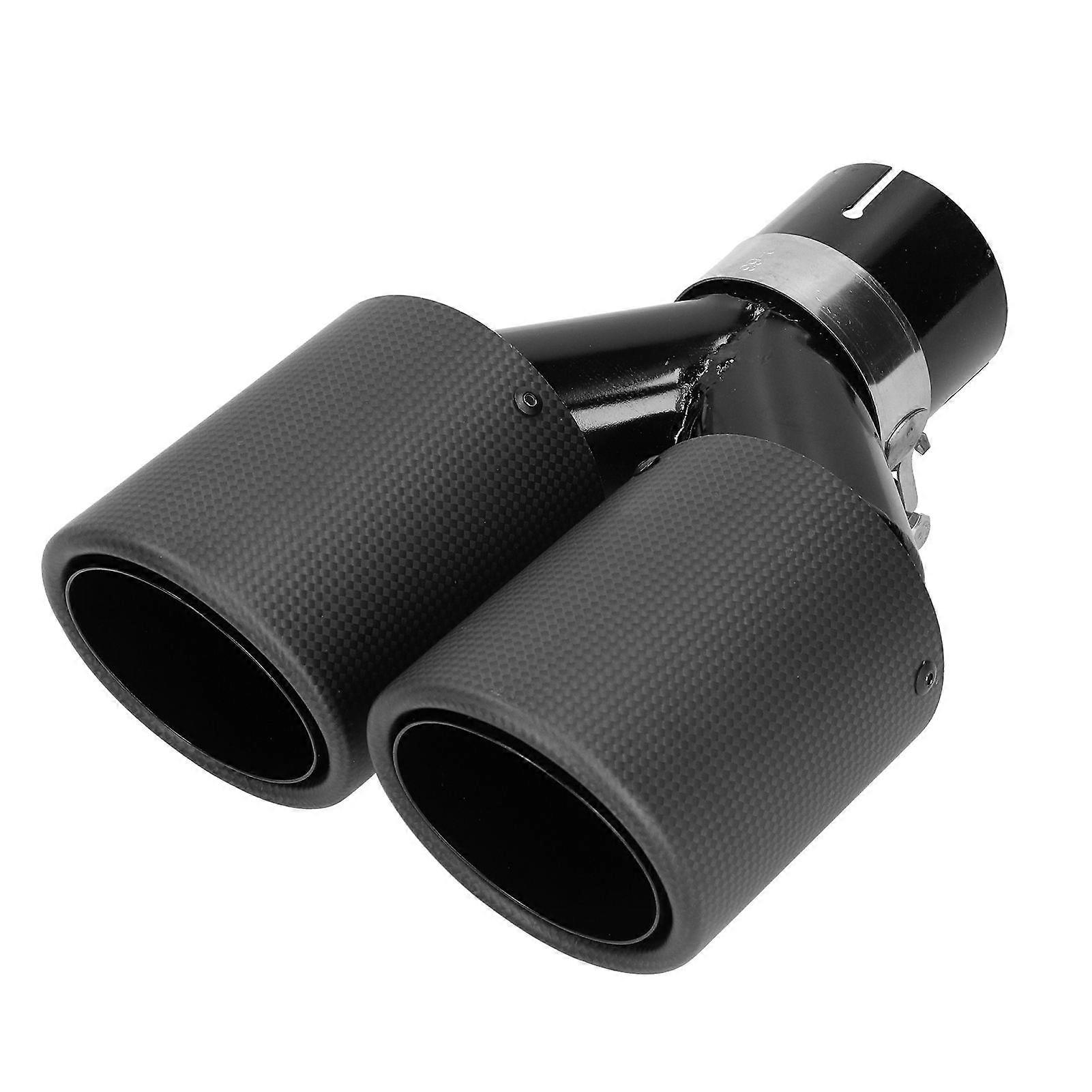 Doppelter Auspuff Spitze Y-Form Edelstahl Matte Kohlefaser W Klemme