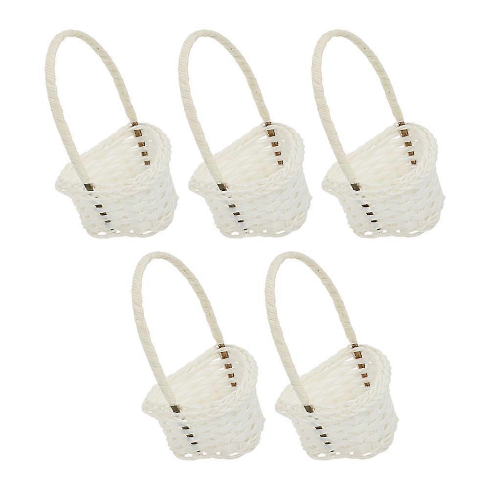 Fruit Picking Basket Heart-shaped Synthetic Material Baskets Home Use Desktop Organization White 9X15CM 5Pcs