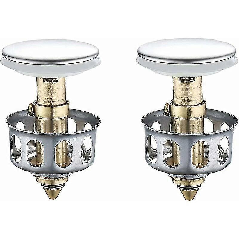 2 Pcs Universal Basin Bounce Drain Strainer, νεροχύτη αναδυόμενο επάνω βούλωμα αποστράγγισης βουλωμάτων αποστράγγισης νιπτήρα μπάνιου Plug με το καλάθι, βούλωμα αποστράγγισης φίλτρου νεροχύτη κουζίνας