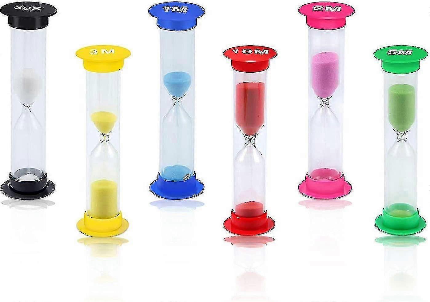 Hourglass Timer 6 Pieces, Hourglasses Colorful Hourglass Set Hourglass Timer 30 Seconds / 1 Minute / 2 Minutes / 3 Minutes / 5 Minutes / 10 Minutes Fo