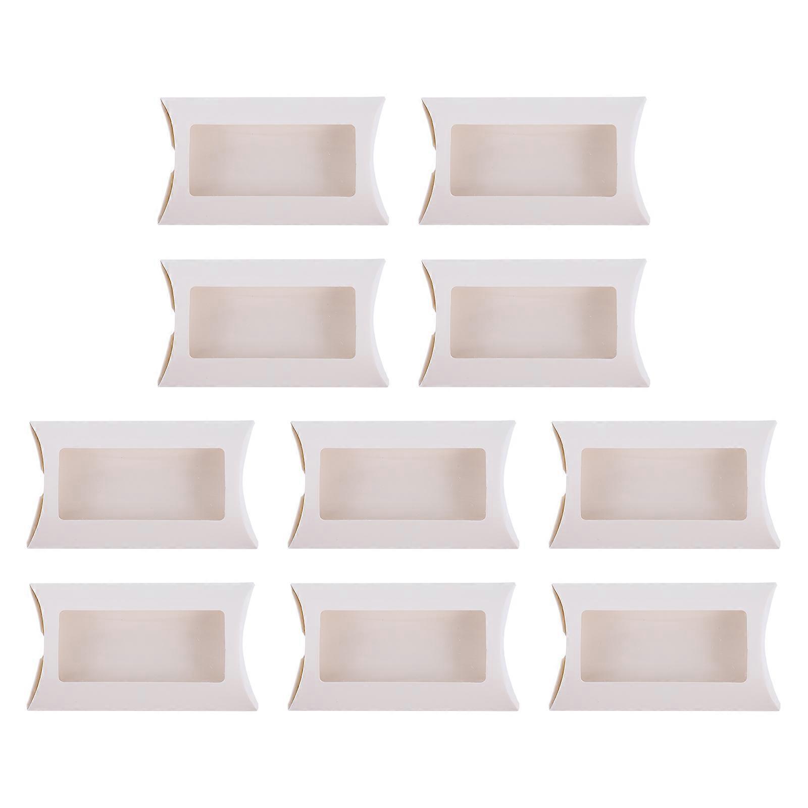 Adorable Pillow Shape Candy Gift Boxes with Clear Window for Storage White Paper PVC 10pcs
