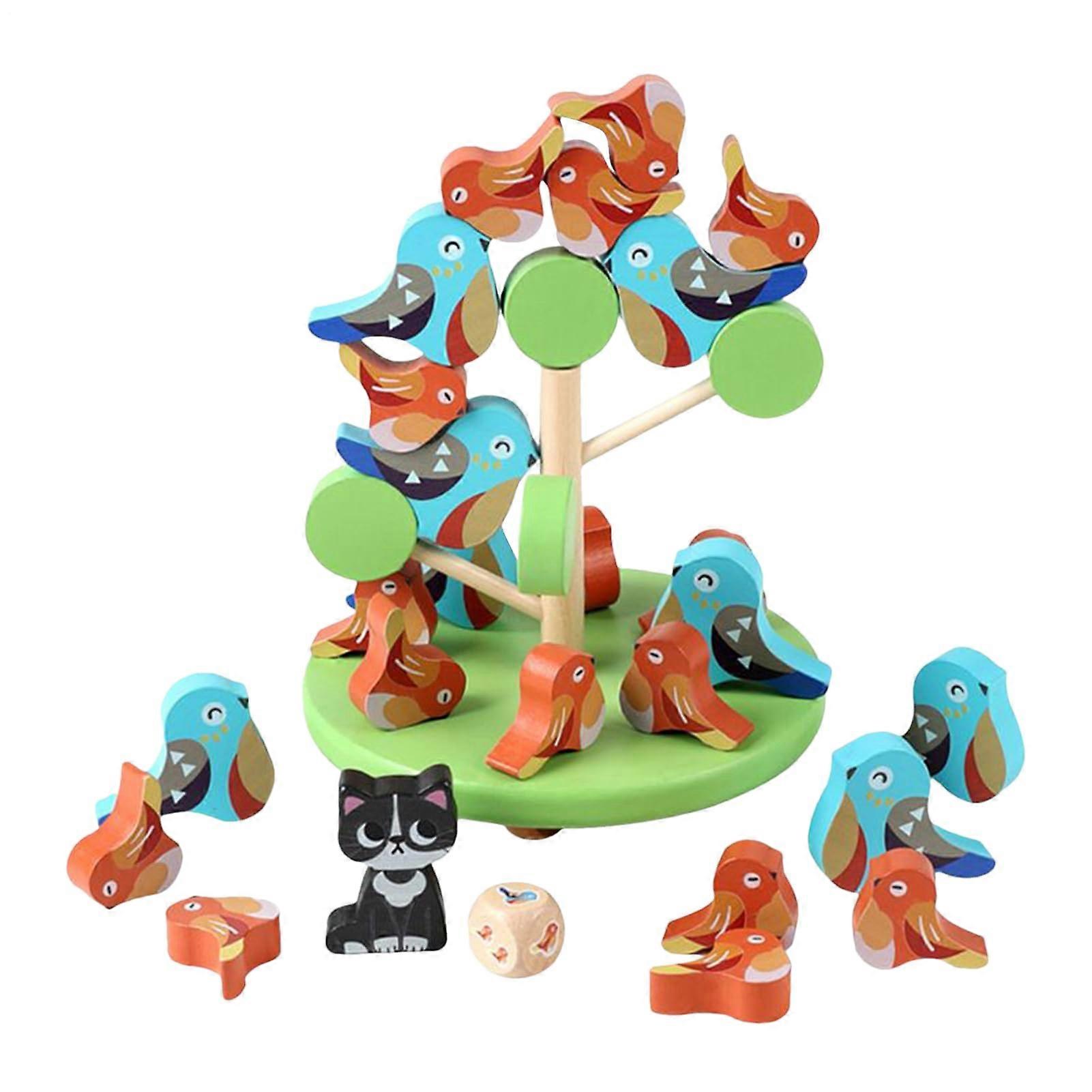 Balancing game, stackable wooden bird toy, interactive educational activity for indoors, school, home, development, fine motor skills
