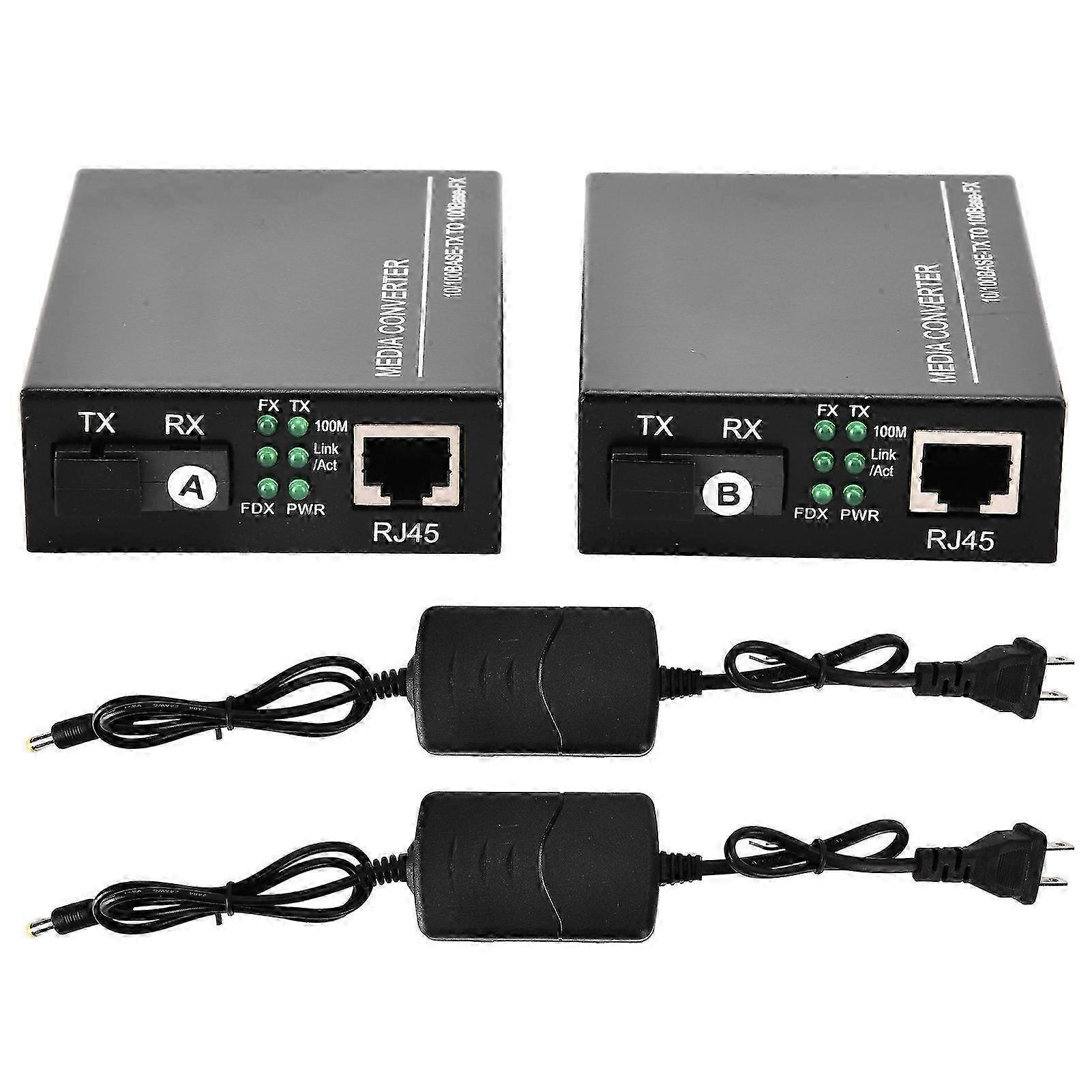 Ethernet Fiber Optical Transceiver SC/FC Media Converter 10/100Mbps with Power Adapter 100?240VUS Plug SZRH AC-