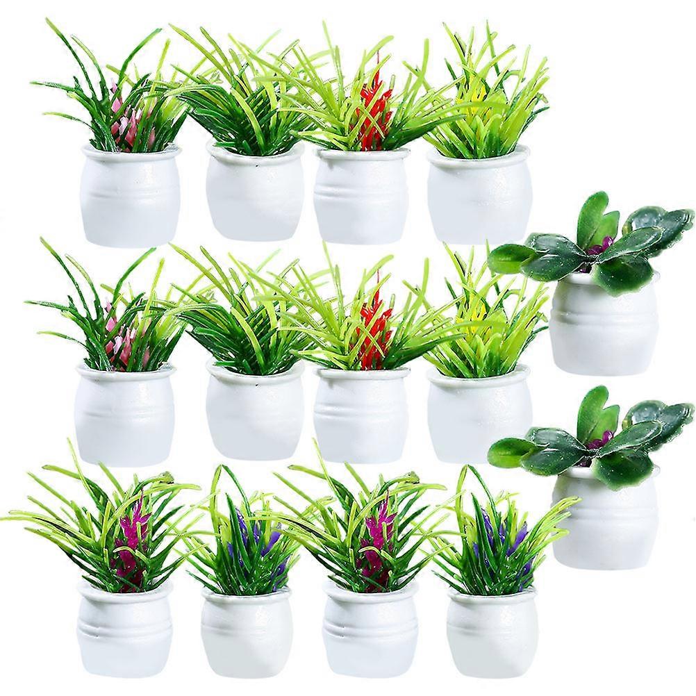 14pcs Miniature Bonsai Decor – Realistic Potted Plant Models for Dollhouse Decoration, DIY Enthusiasts & House Lovers – Add Color and Charm to Your