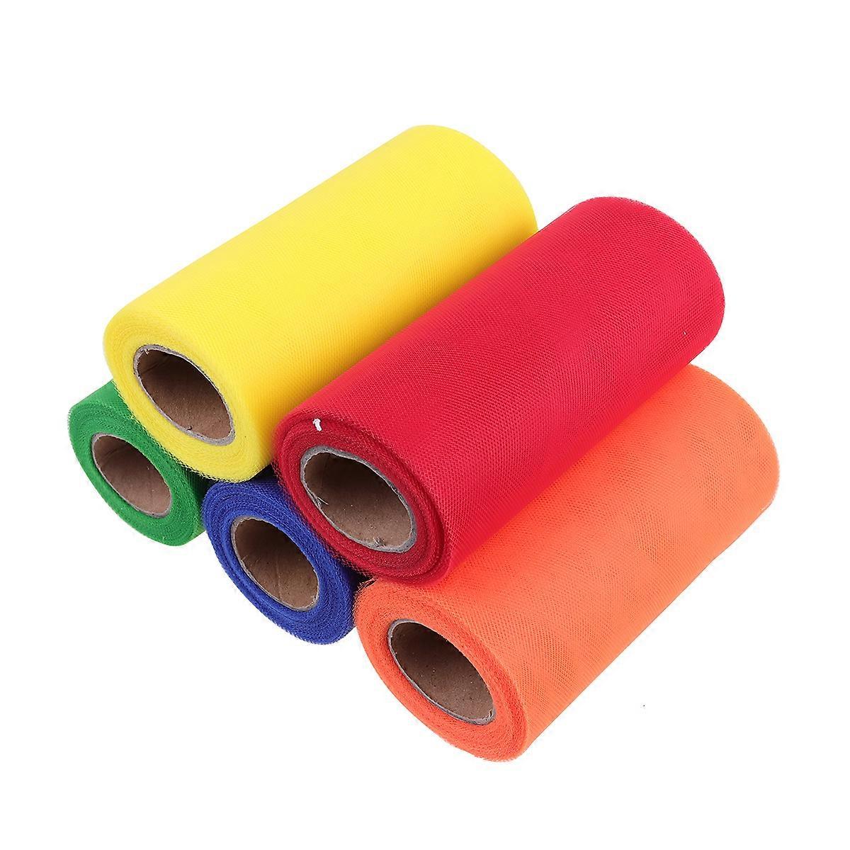 5Pcs Assorted Color Yarn Tulle Netting Rolls Polyester Fabric for Crafts Decoration Sewing Gift Wrapping Tutu Skirt