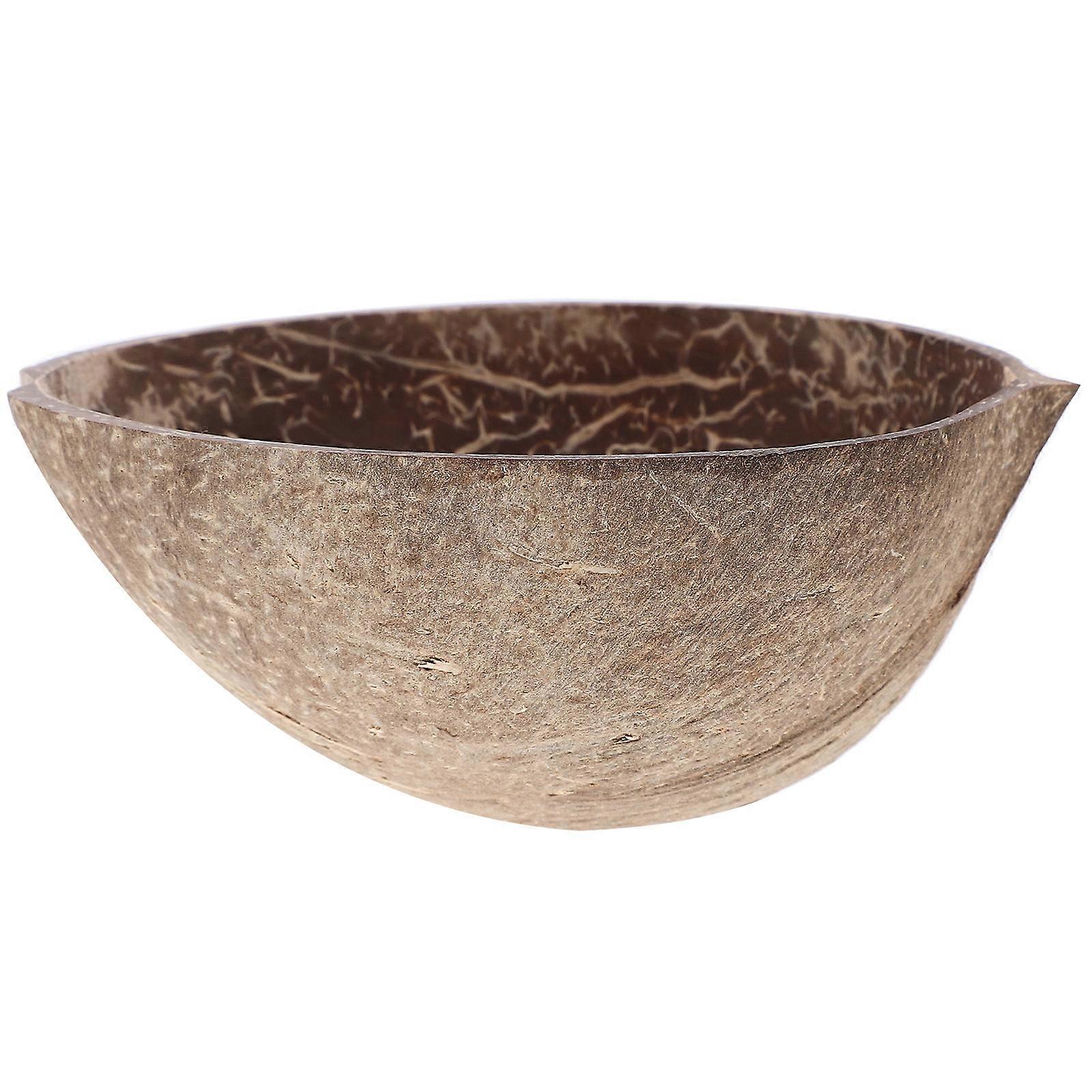 Coconut Shell Bowl for Home Use MultiFunctional Food and Storage Bowl Coffee Color 7.8 Inches