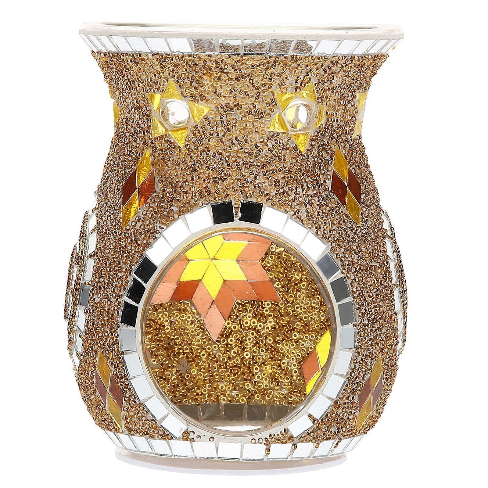 Fragrance Diffuser Mosaic Glass Essential Oil Burner Coffee Shop 14.2x10.5cm Wax Warmer 1Pcs