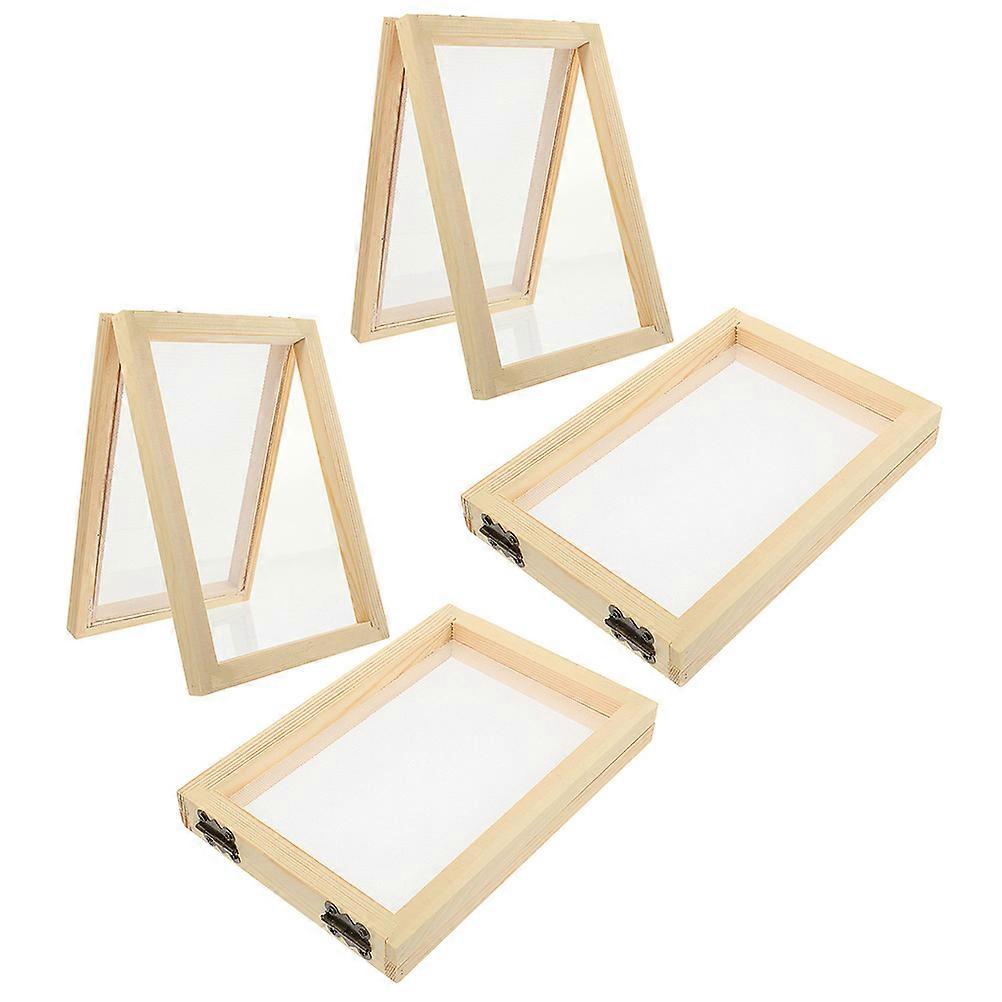 4pcs Wooden Paper Making Frame for DIY Crafts – Sturdy Wood Screen for Handmade Paper, Educational Tool for Hands On Learning and Family Activities